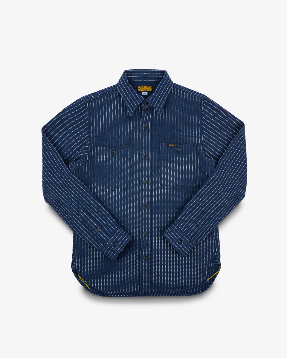 12oz Ultra Heavy Flannel Chalk Stripe Work Shirt - Navy