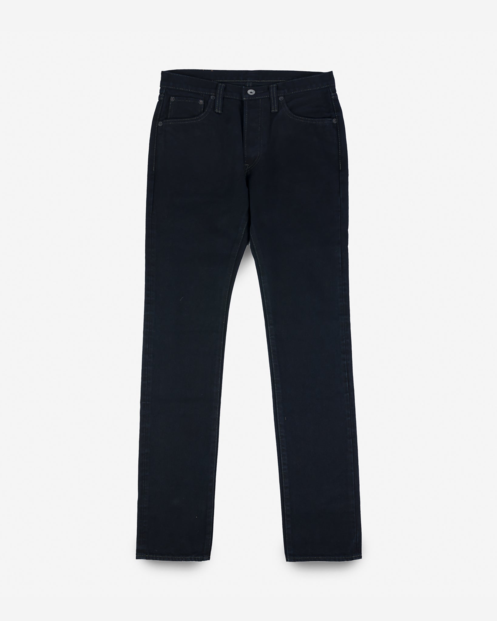 14oz Broken Twill Selvedge Denim Slim Tapered Cut Jeans - Indigo Overdyed Black