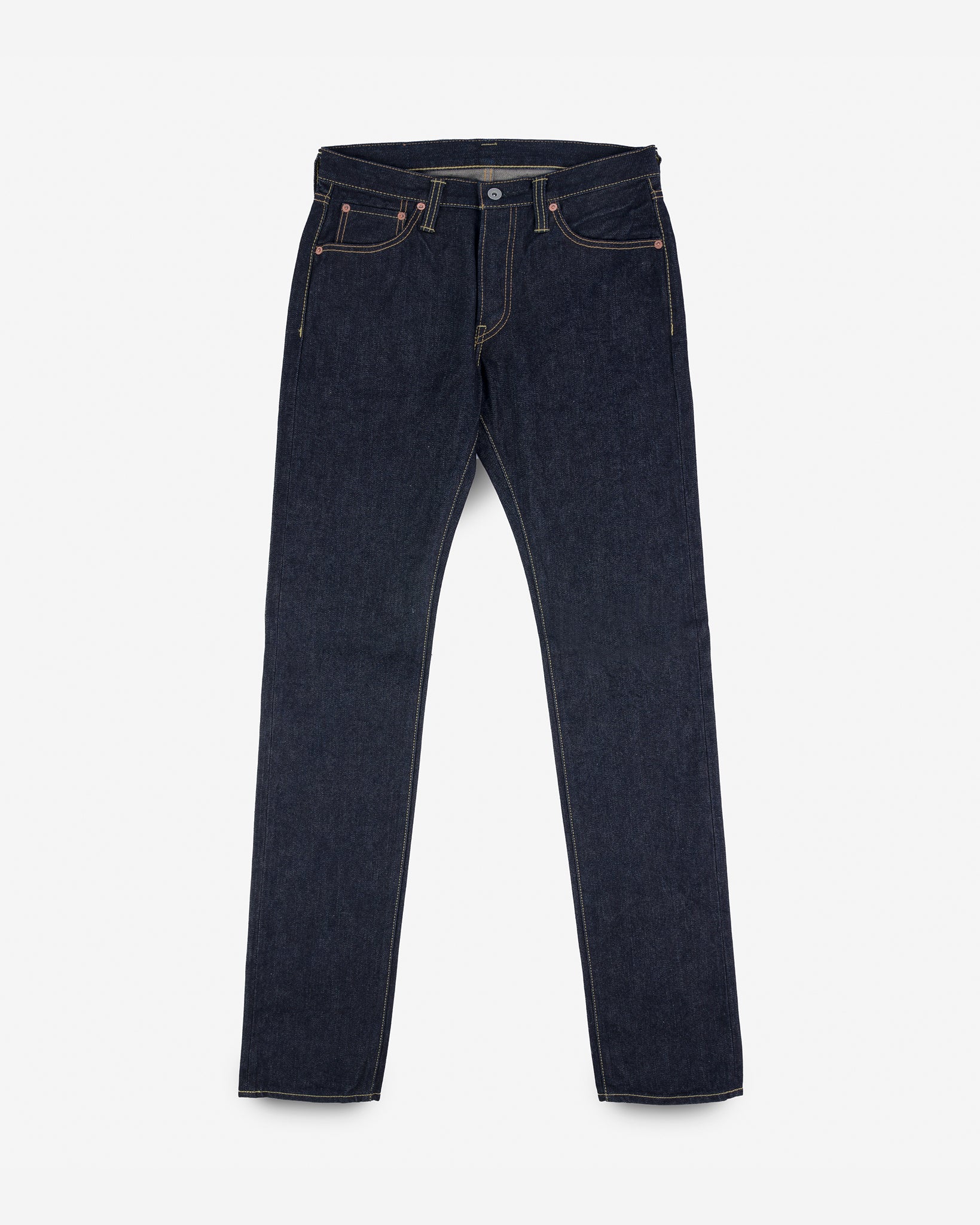14oz Broken Twill Selvedge Denim Slim Tapered Cut Jeans - Indigo