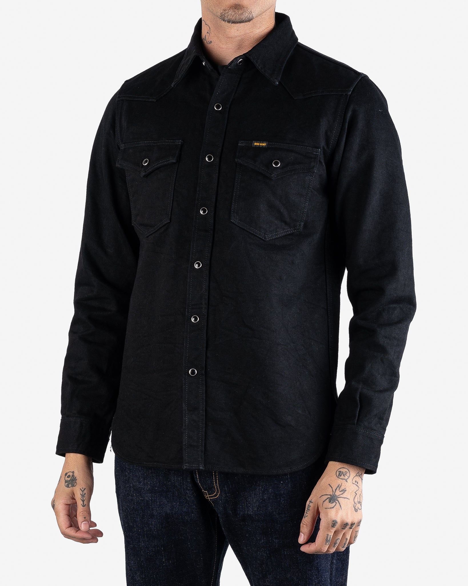 14oz Selvedge Denim Western Shirt - Black/Black