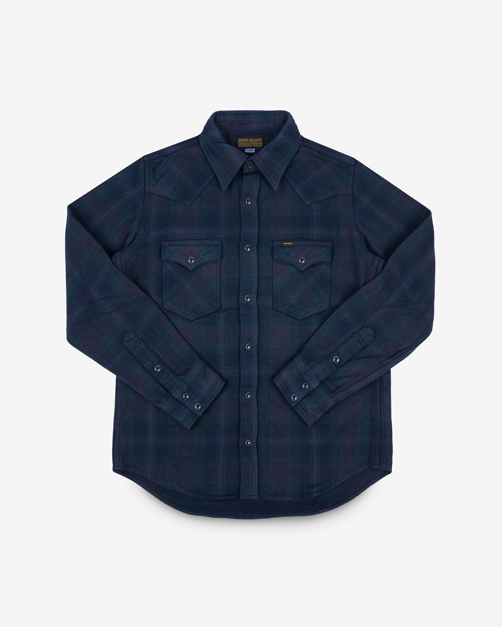 Ultra Heavy Flannel Crazy Check Western Shirt - Navy Overdyed Black