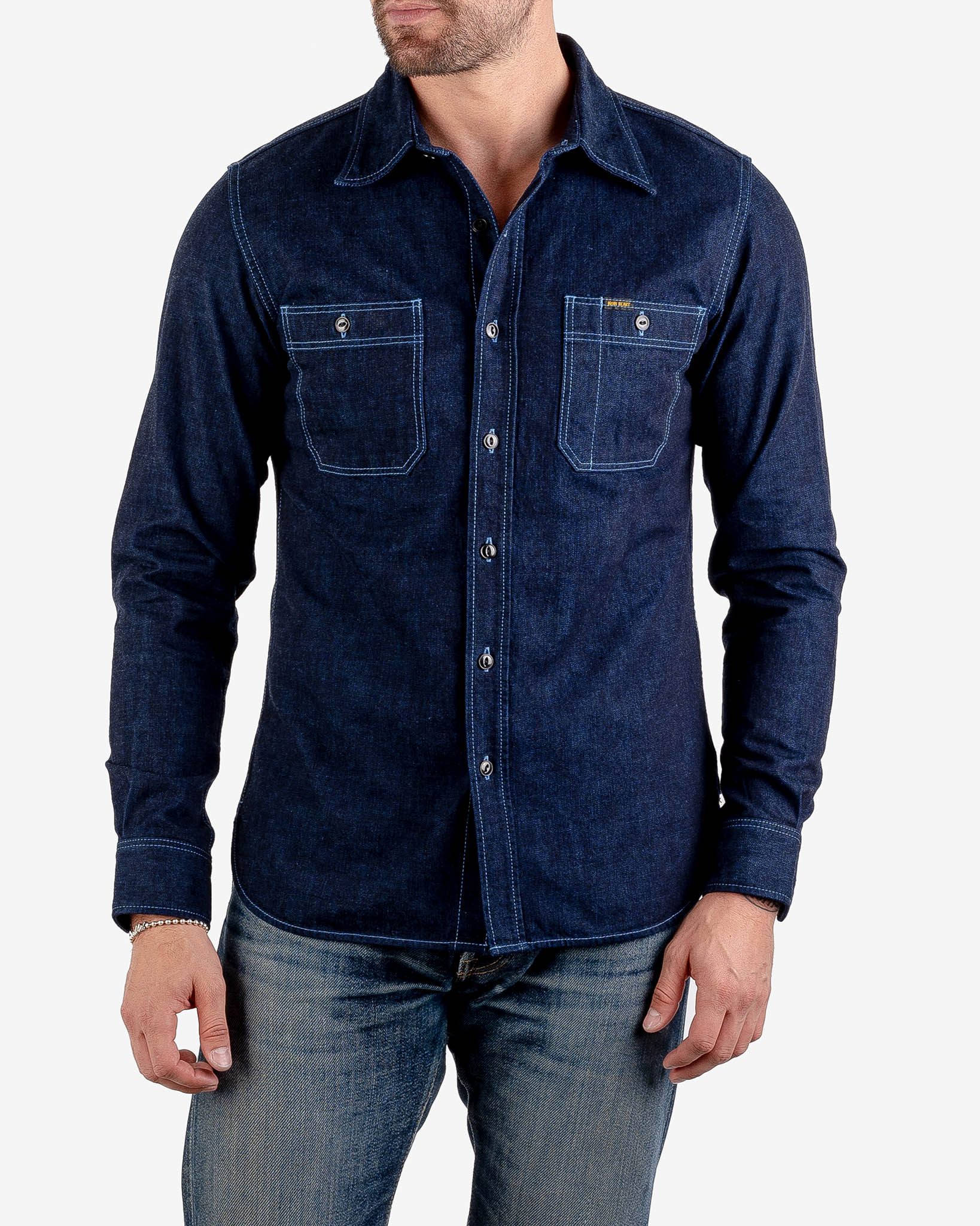 10oz Selvedge Denim Work Shirt - Indigo Overdyed Blue