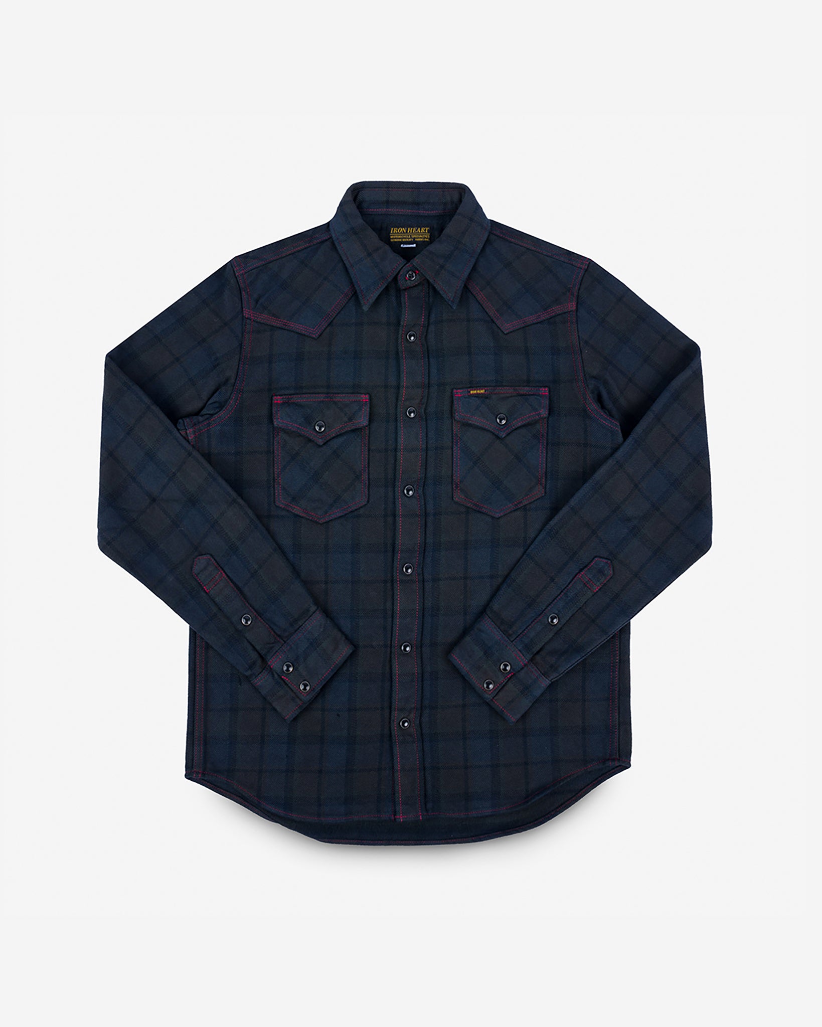 Ultra Heavy Flannel Classic Check Western Shirt - Red Overdyed Black