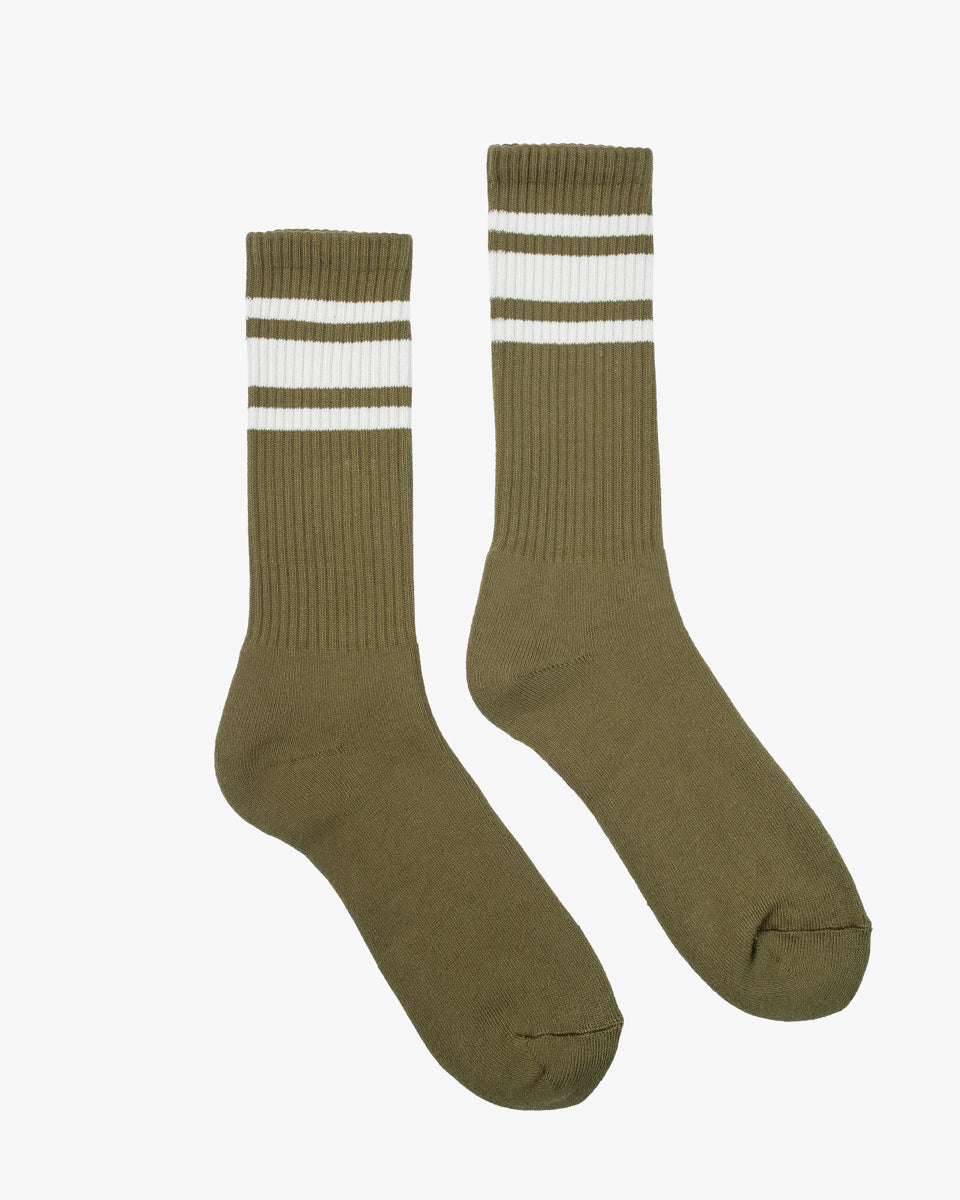 Decka Showatabé '80s Skater Socks - Olive x Ecru