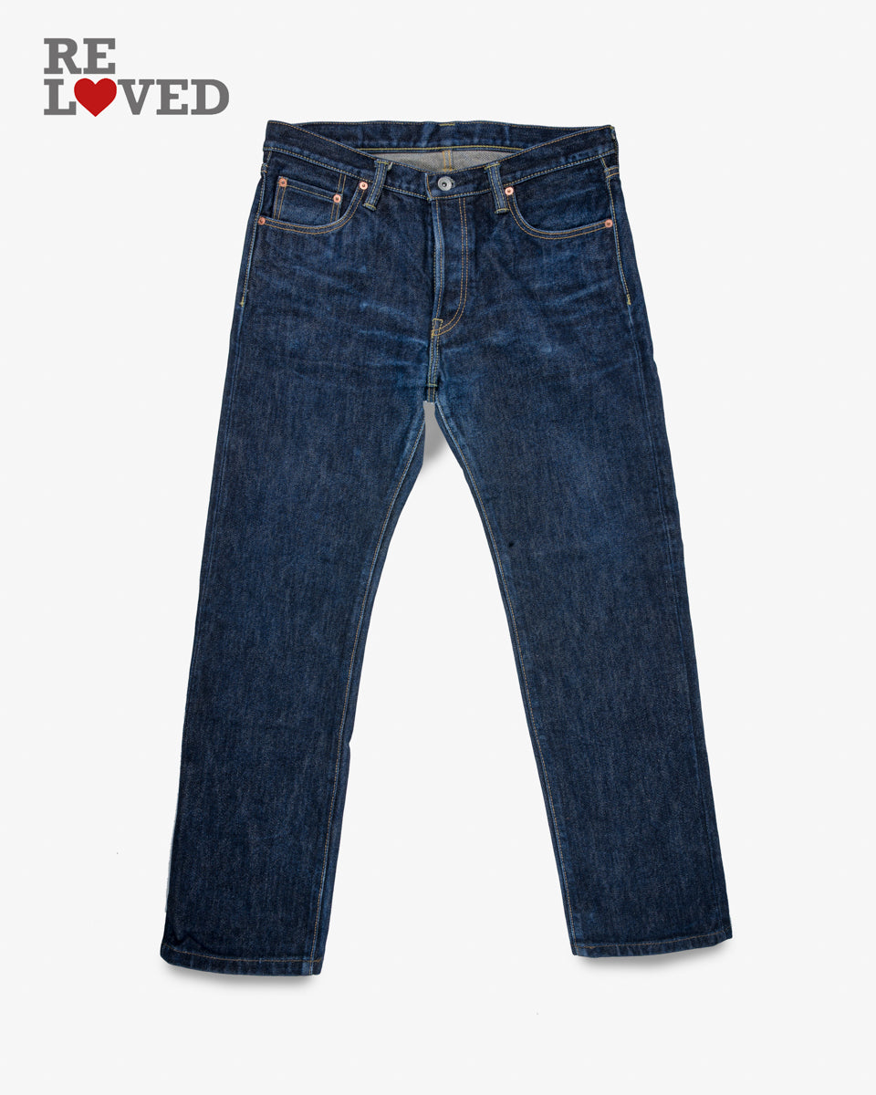 21oz Selvedge Denim Slim Straight Cut Jeans - Indigo (IH-666S-21) Tag 36, Hemmed to 30.3"