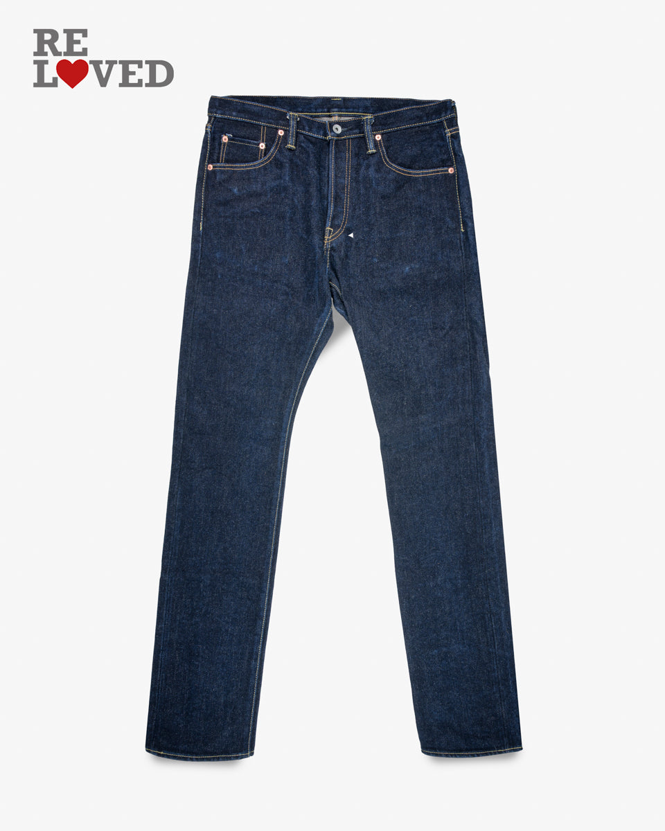 25oz Selvedge Denim Slim Tapered Cut Jeans - Indigo (IH-777-XHS) Tag 36, Hemmed to 35.8"