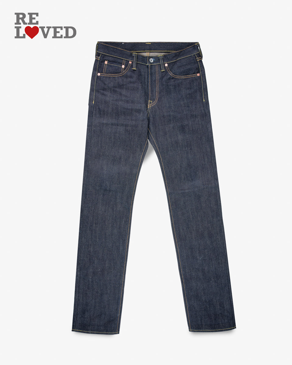 25oz Selvedge Denim Slim Straight Cut Jeans - Indigo (IH-666-XHS) Tag 33, Hemmed to 37.0"