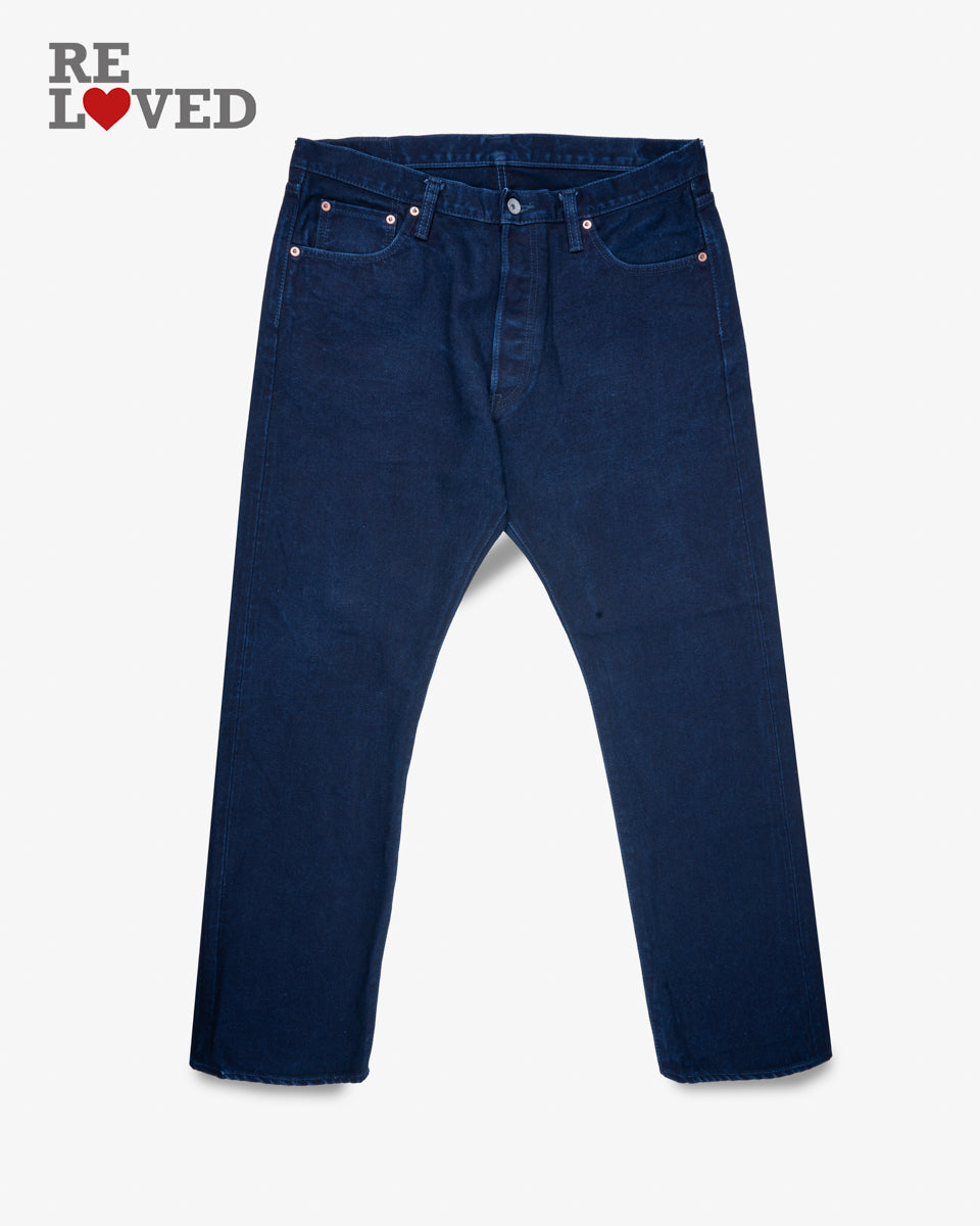 14oz Selvedge Denim Mid/High Rise Tapered Cut Jeans - Indigo/Indigo (IH-888s-14ii) Tag 38, Hemmed to 30.0"