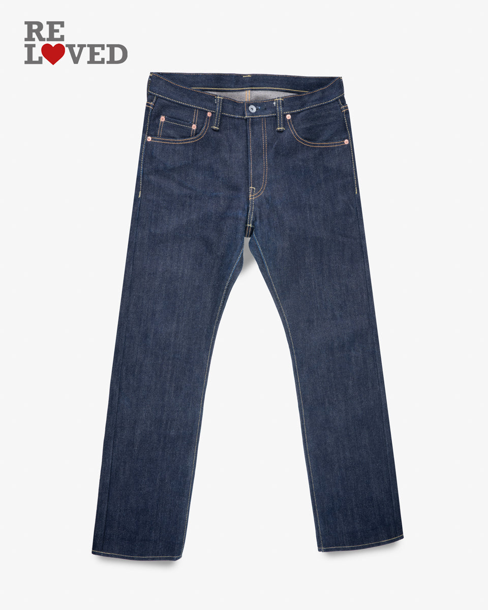 25oz Selvedge Denim Slim Tapered Cut Jeans - Indigo (IH-777-XHS) Tag 34, Hemmed to 30.0"