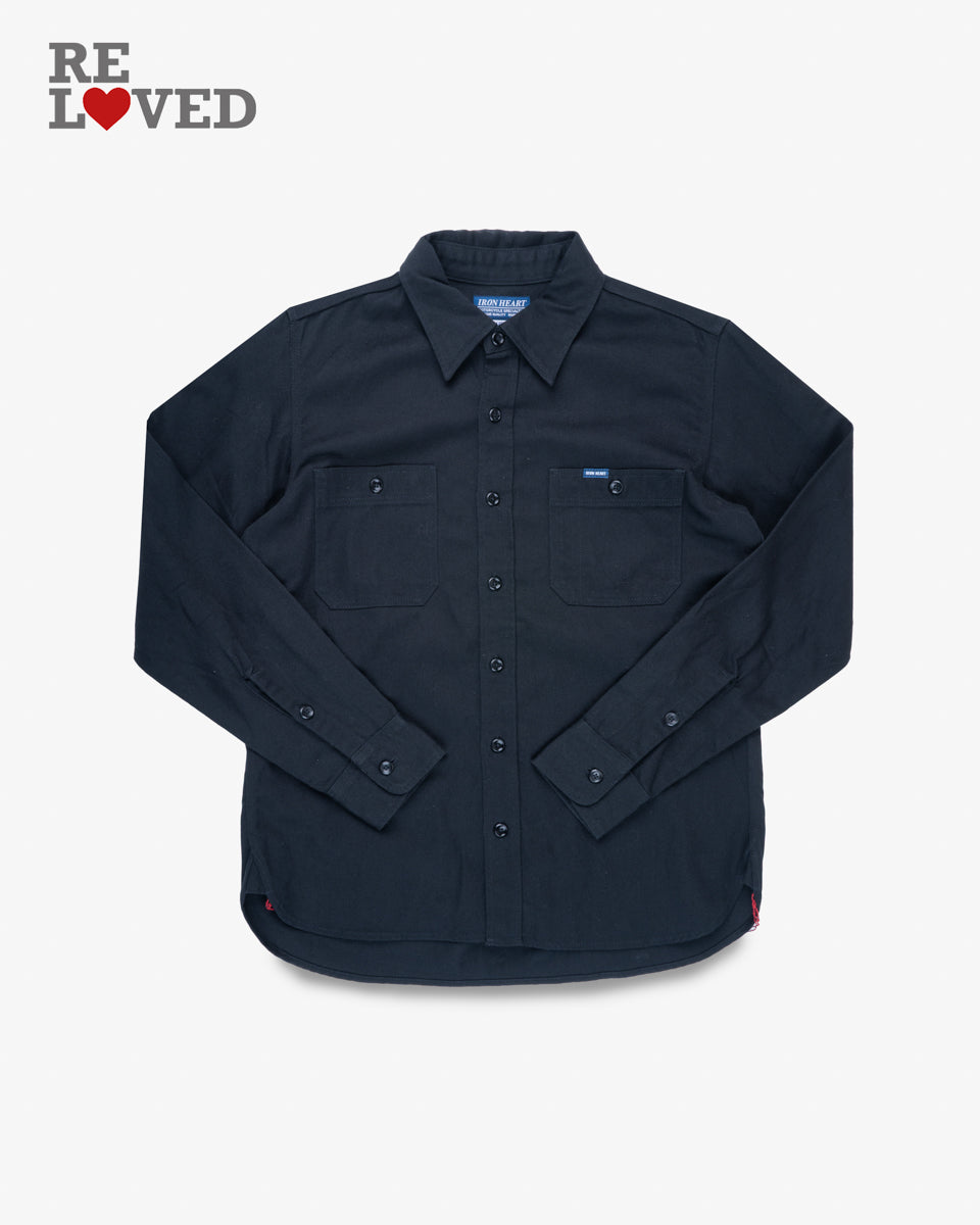 9oz Cotton Linen Work Shirt - Black (IHSH-414-BLK) Size Large