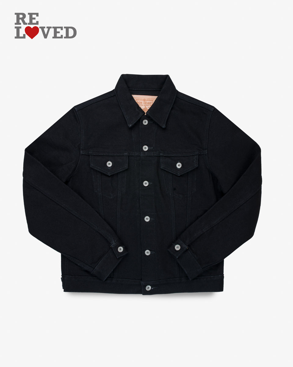 21oz Selvedge Denim Modified Type III Jacket - Superblack (Fades To Grey) (IH-526-SBG) Size XL