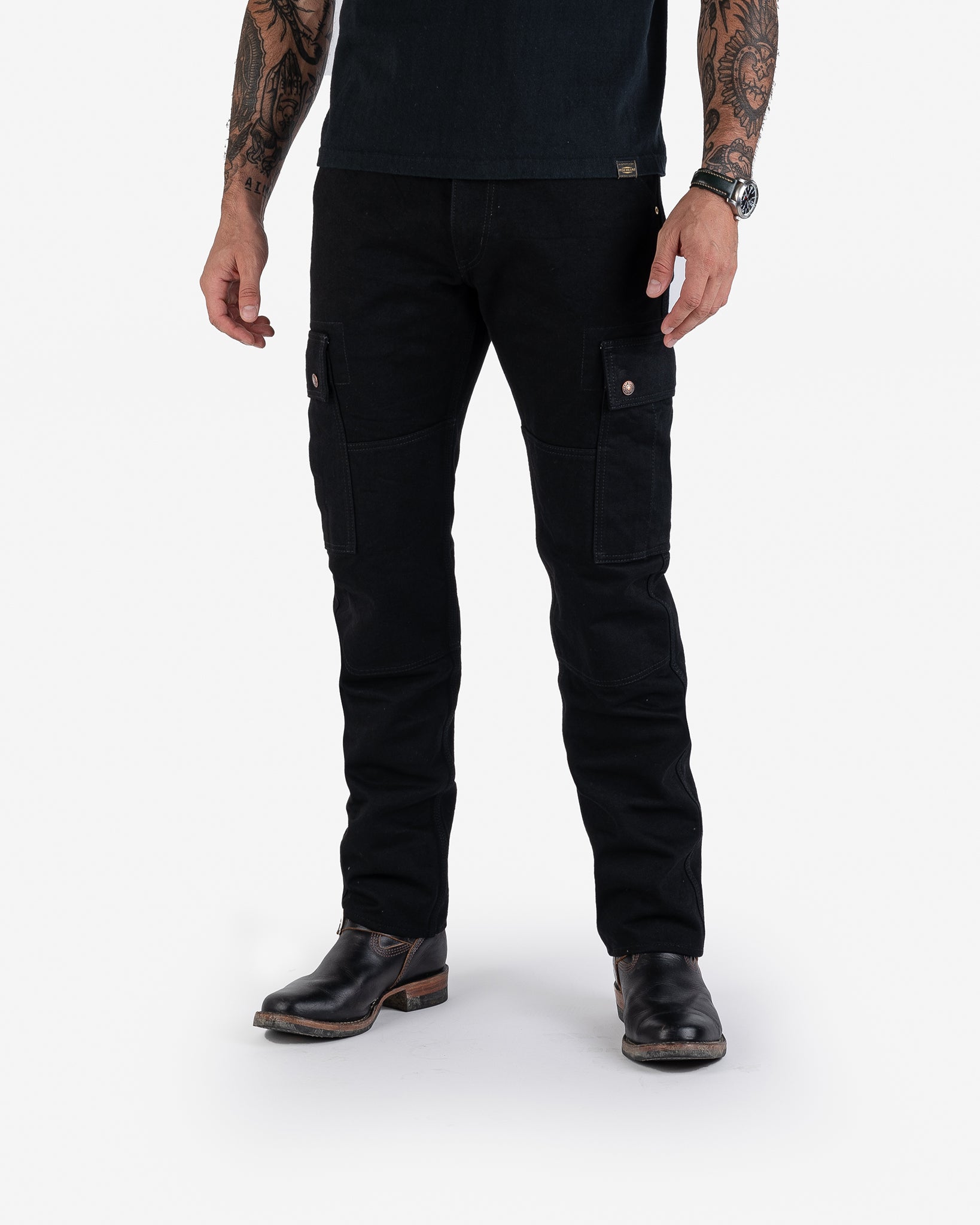 14oz Selvedge Denim Cargo Pants - Black/Black
