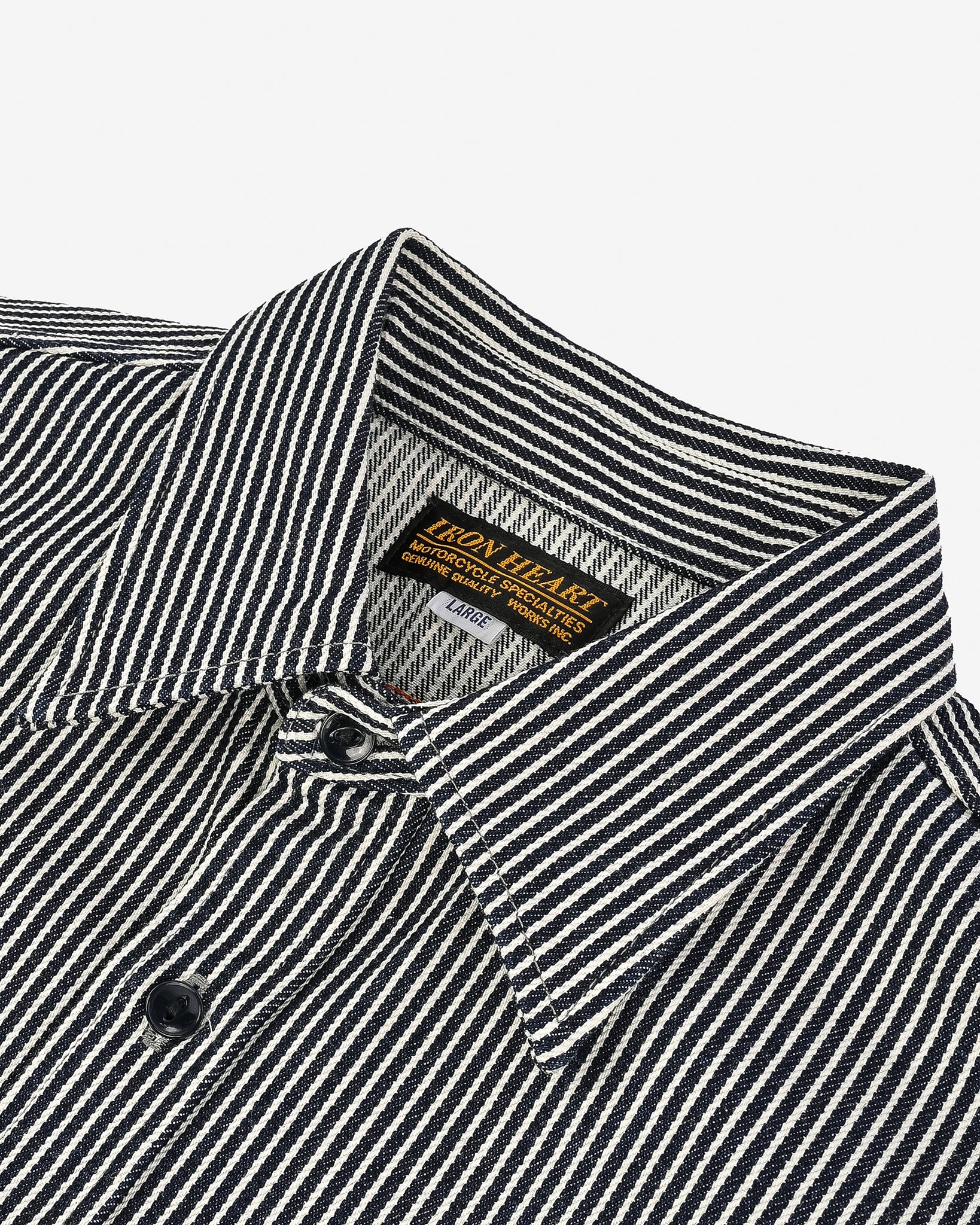 Iron Heart Japanese Hickory Stripe Work Shirt - Indigo