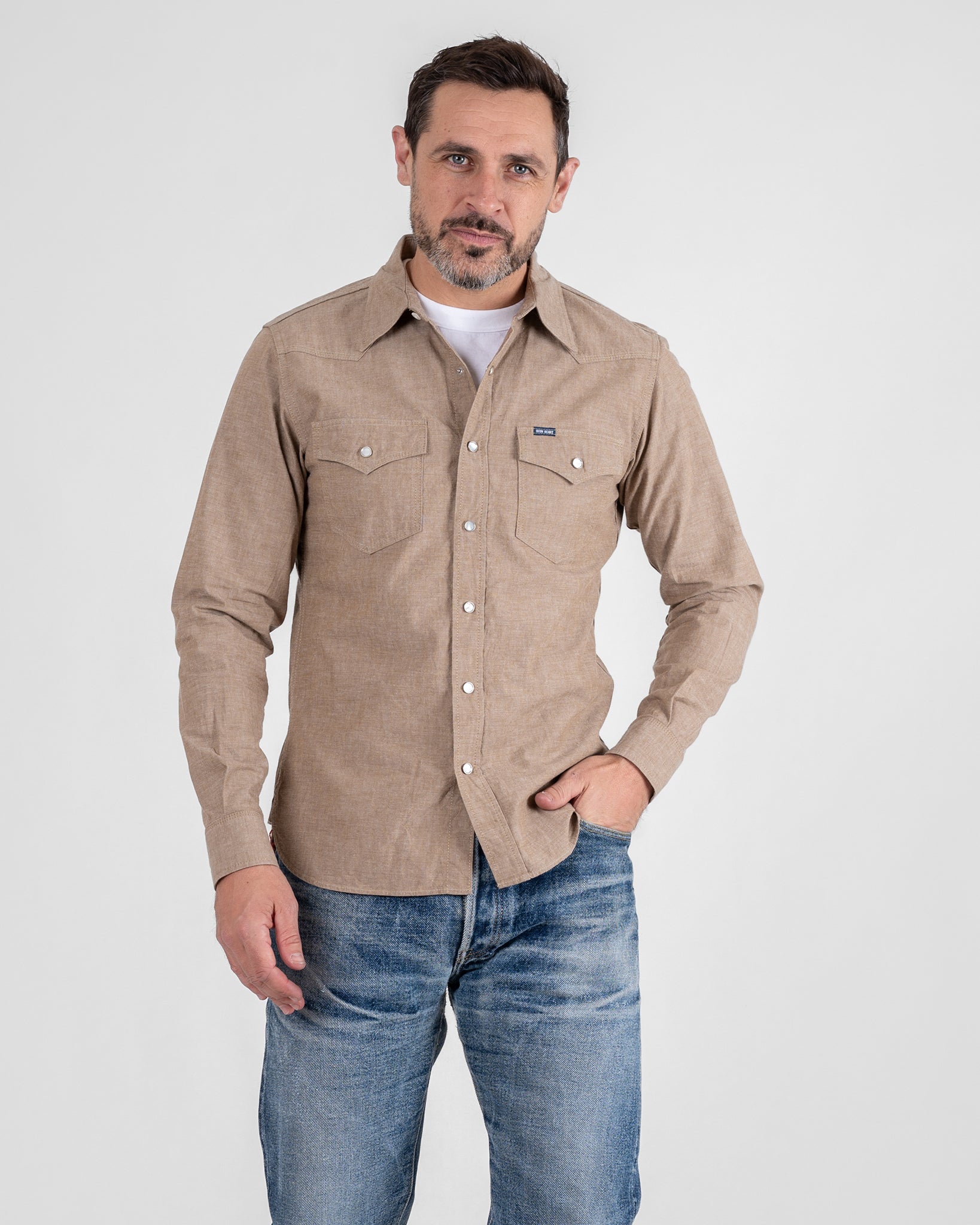 10oz Selvedge Chambray Western Shirt - Khaki