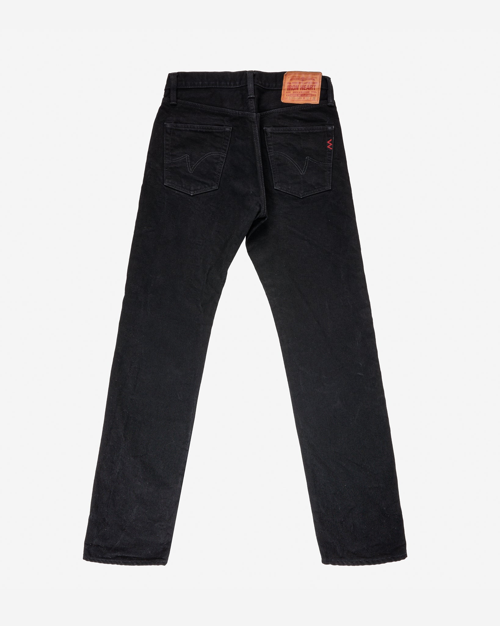 14oz Selvedge Denim Slim Tapered Cut Jeans - Black/Black (IH-634S-142bb) Tag 32, Hemmed to 30.5"
