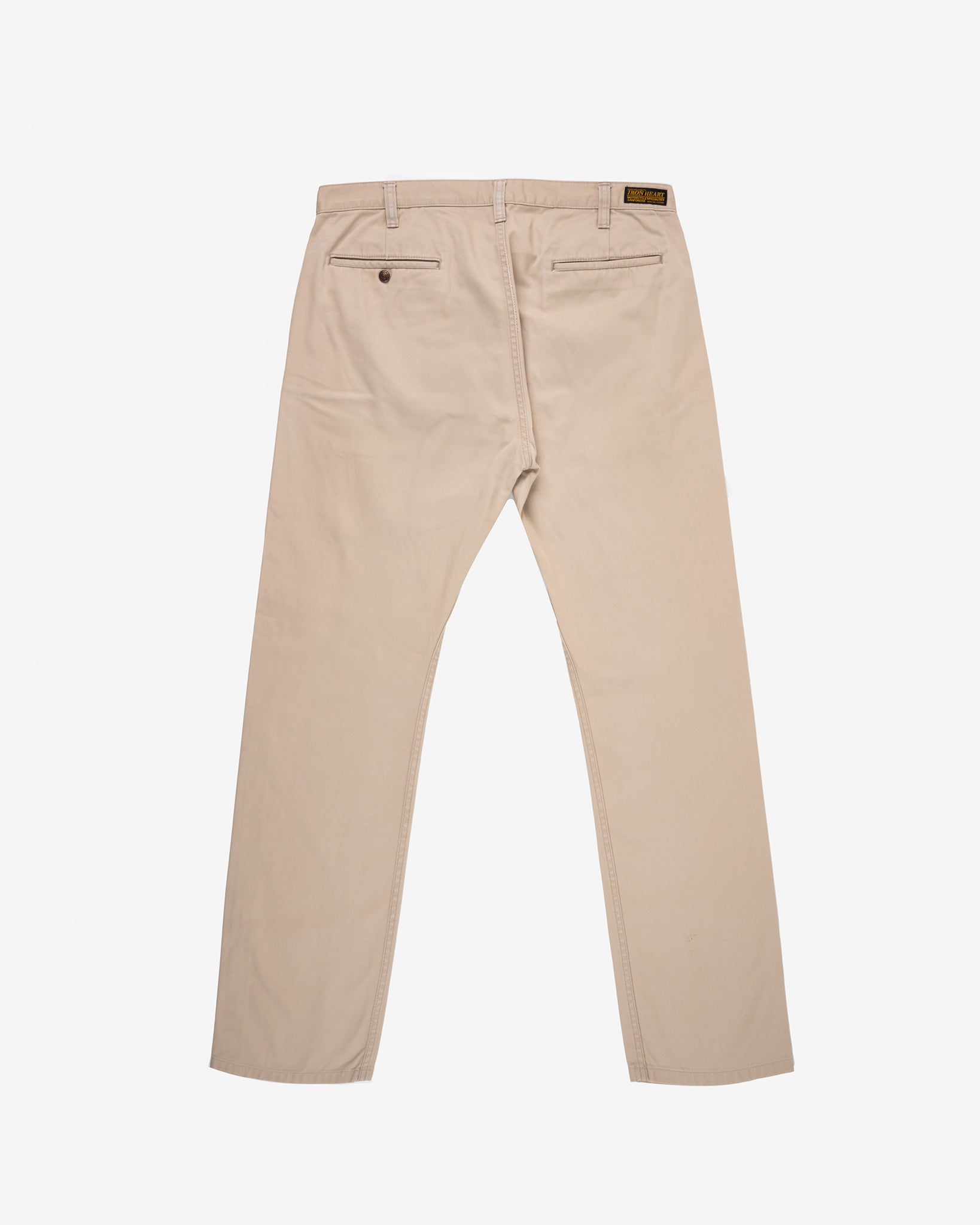 9oz Mercerised Selvedge Cotton Slim Tapered Chinos - Khaki (IH-721-KHA) Tag 40, Hemmed to 29.0''