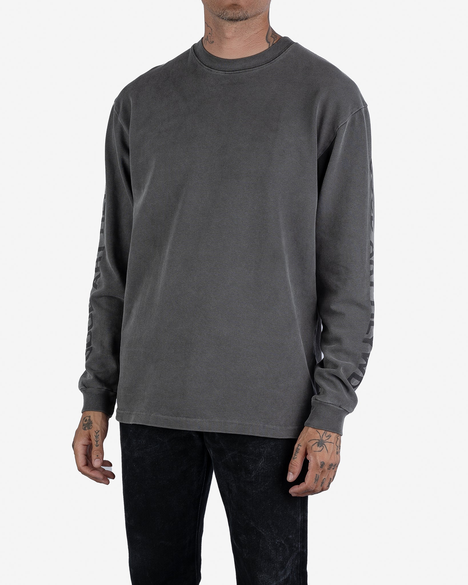 GOOD ART HLYWD Heavyweight Long Sleeve Crew Neck T-Shirt - Vintage Black