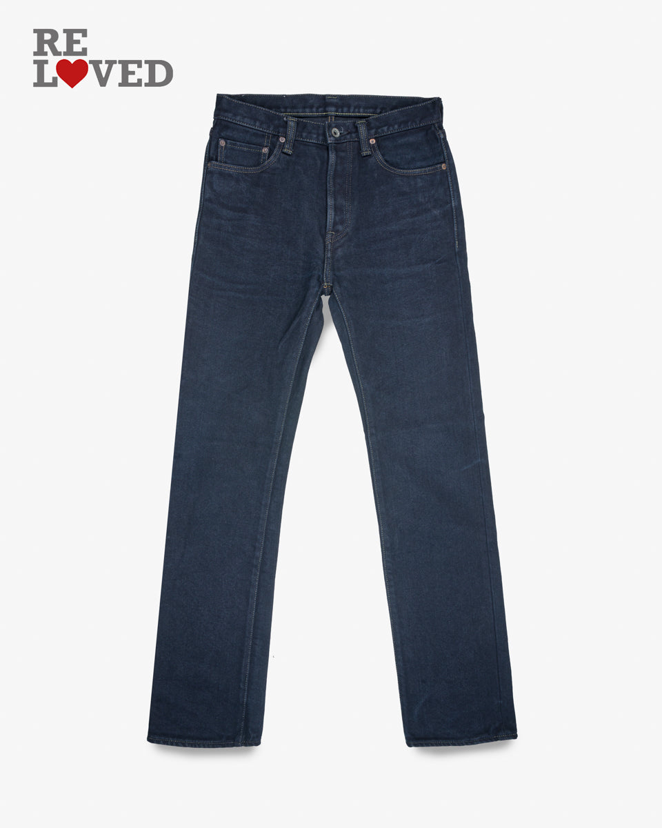21oz Selvedge Denim Straight Cut Jeans - Indigo Overdyed Black (IHxB01xOD) Size 32, Hemmed to 34.0"