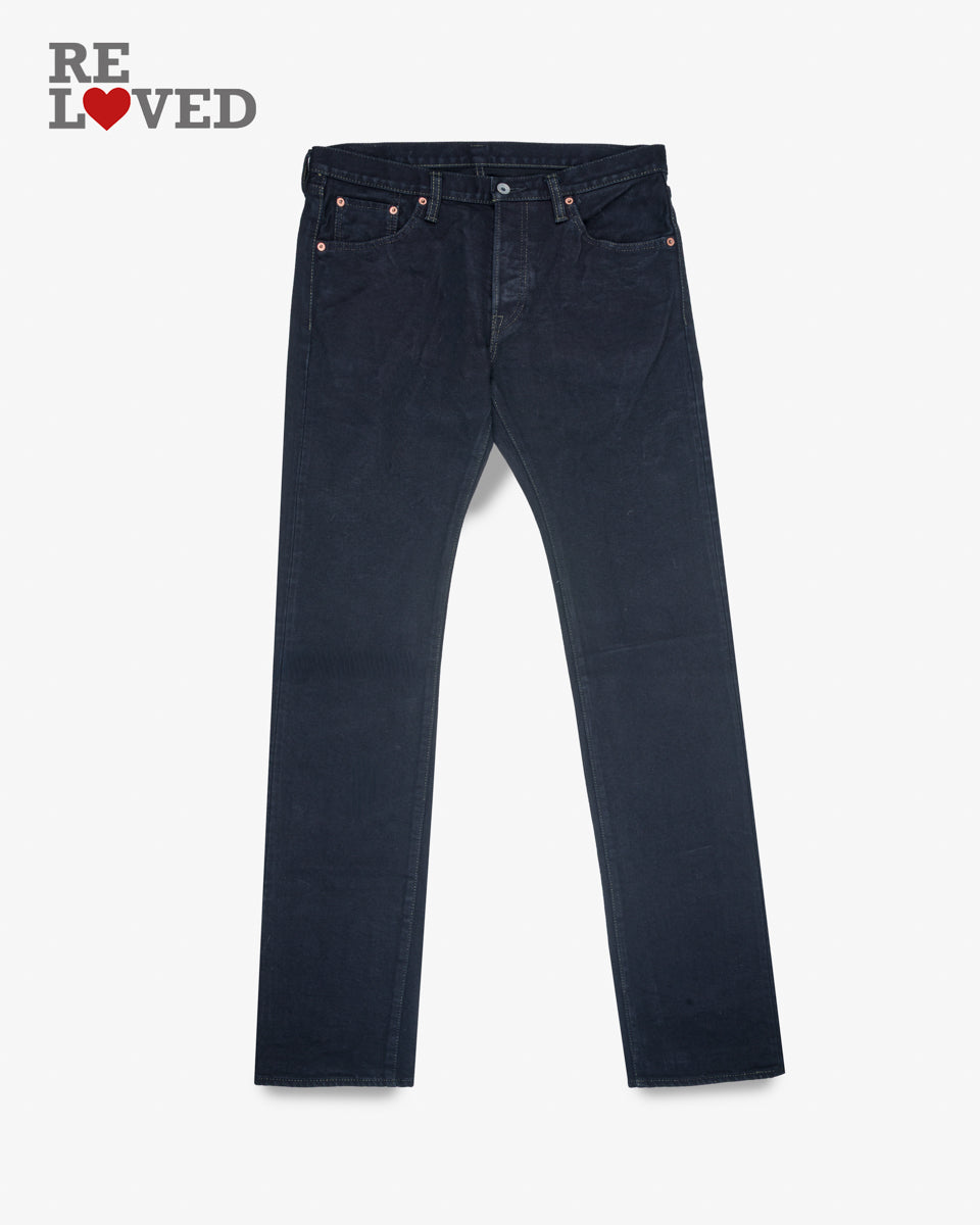 14oz Selvedge Denim Slim Tapered Cut Jeans - Mad Black (IH-777S-14mb) Tag 34, Hemmed to 37.0"
