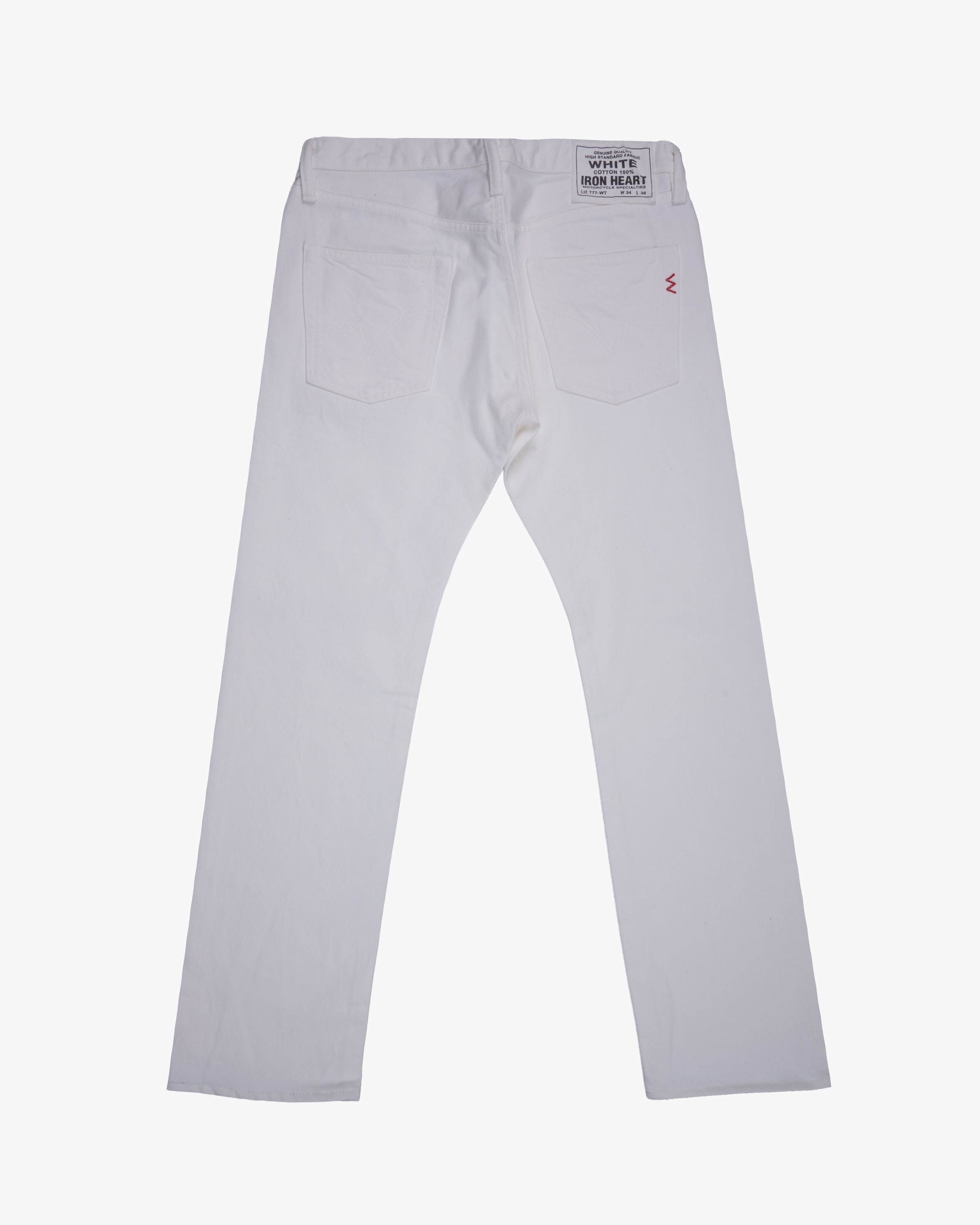13.5oz Denim Slim Tapered Cut Jeans - White (IH-777-WT) Tag 34, Hemmed to 28.5"