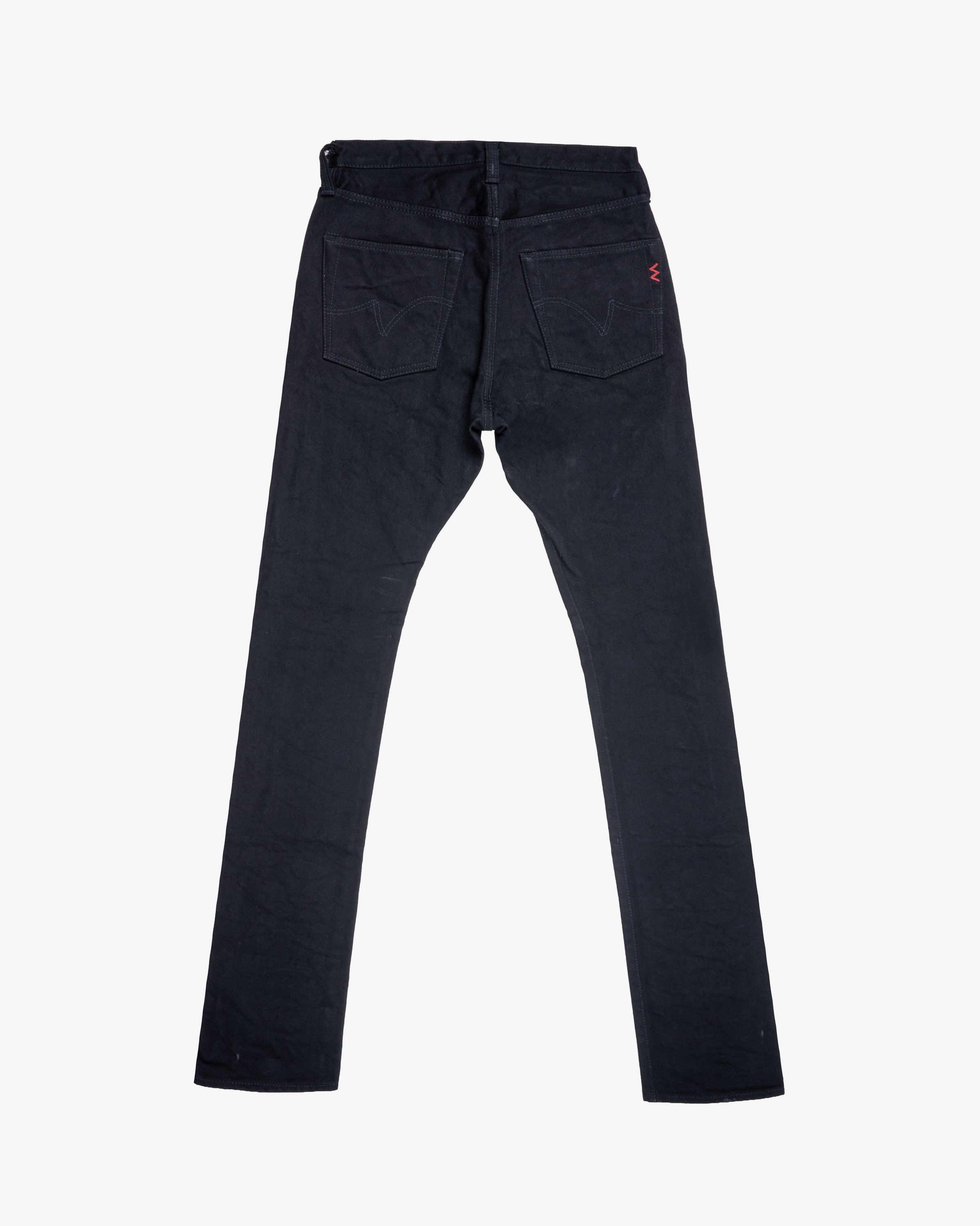 14oz Selvedge Denim Slim Cut Jeans - Black/Black (IH-555s-142bb) Size 30, Hemmed to 35.0"
