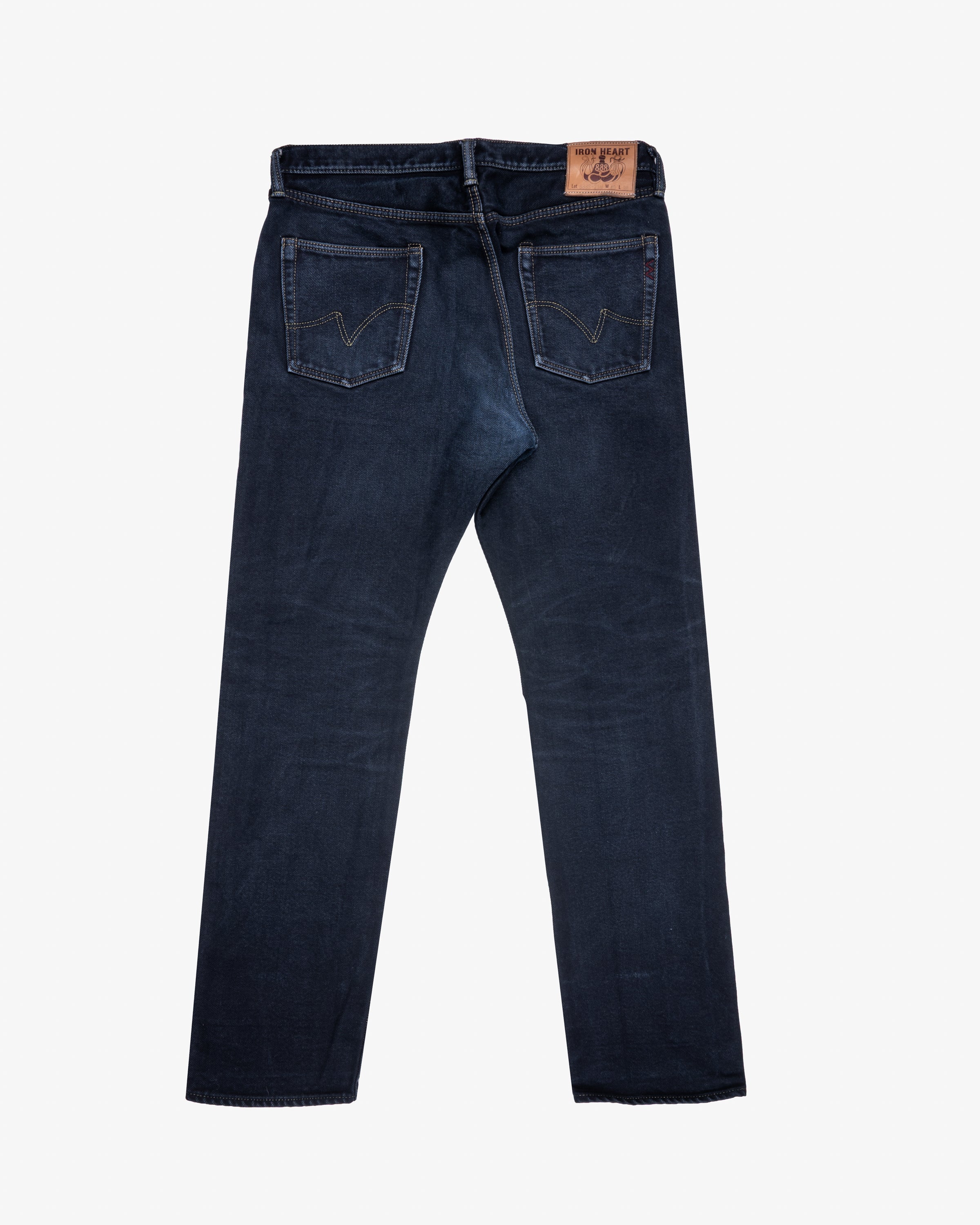 14oz Selvedge Denim Slim Straight Cut Jeans - Indigo Overdyed Black (IH-666s-142od) Tag 29, Hemmed to 27.0"