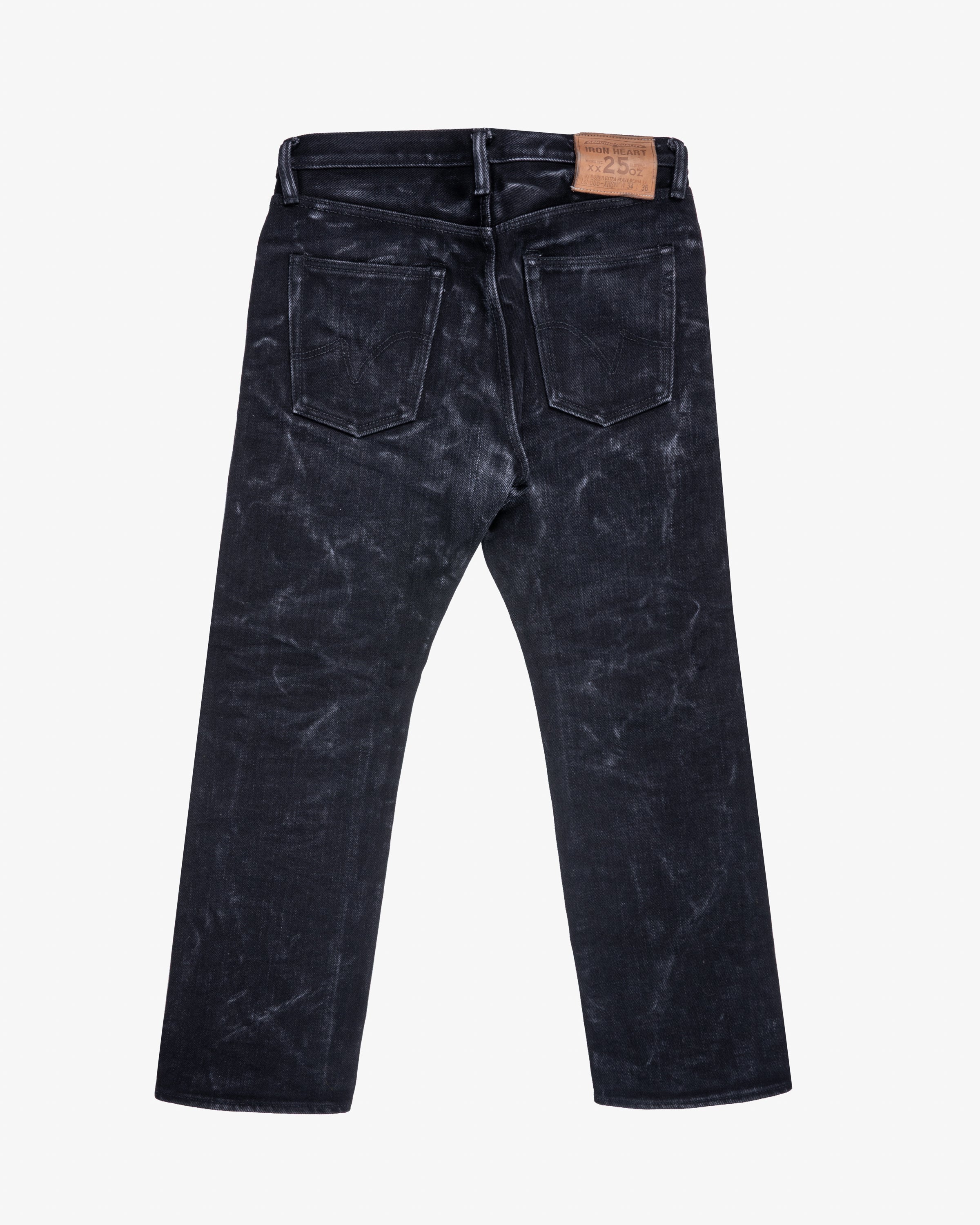 25oz Selvedge Denim Slim Straight Cut Jeans - Black/Black (IH-666-XHSbb) Tag 34, Hemmed to 28.0"