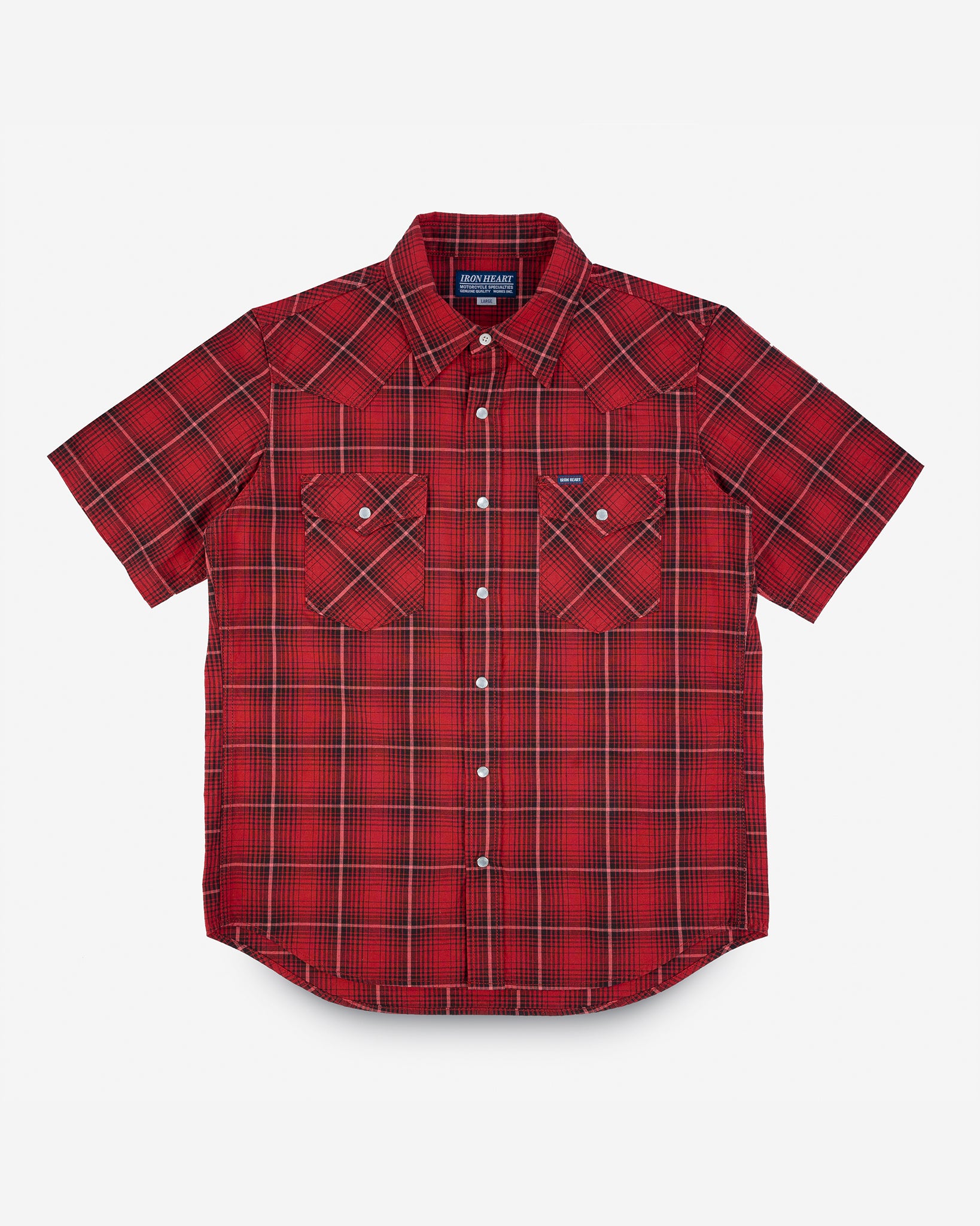 5oz Selvedge Short Sleeved Western Shirt Red Vintage Check
