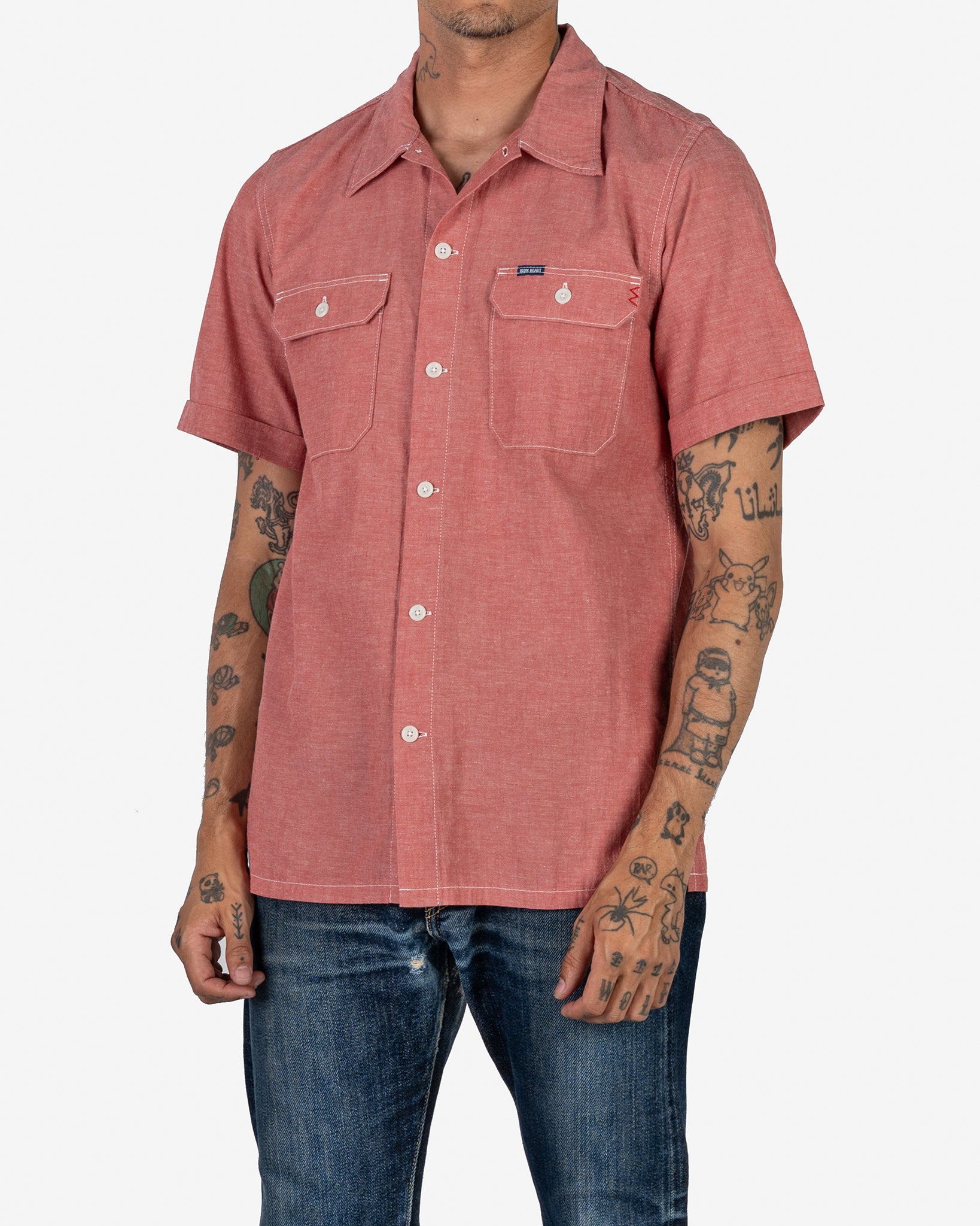 4oz Selvedge Short Sleeved Summer Shirt - Red