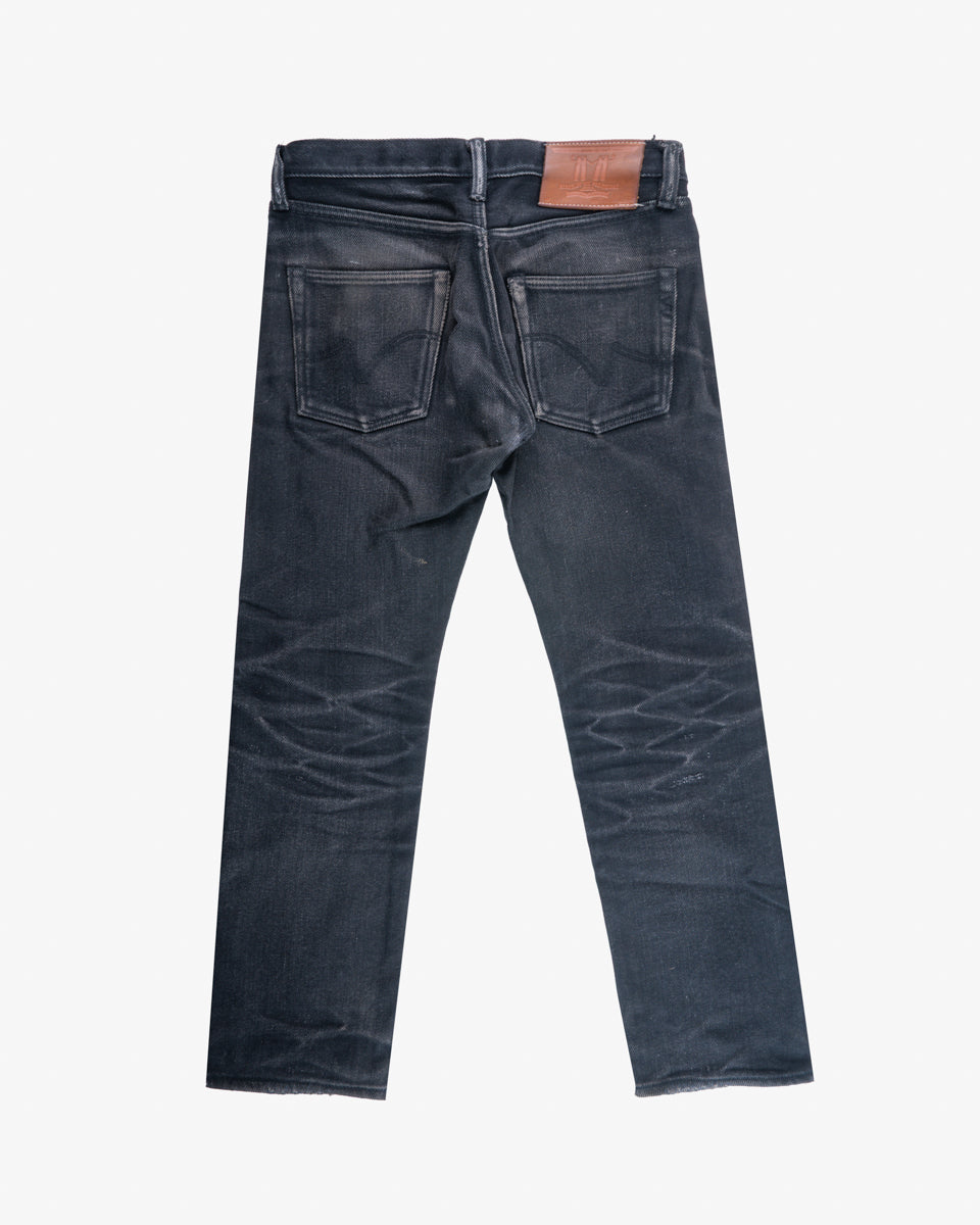 21oz Selvedge Denim Slim Tapered Cut Jeans - Superblack Non-Fade (IH-777S-SB) Tag 30, Hemmed to 27.5""