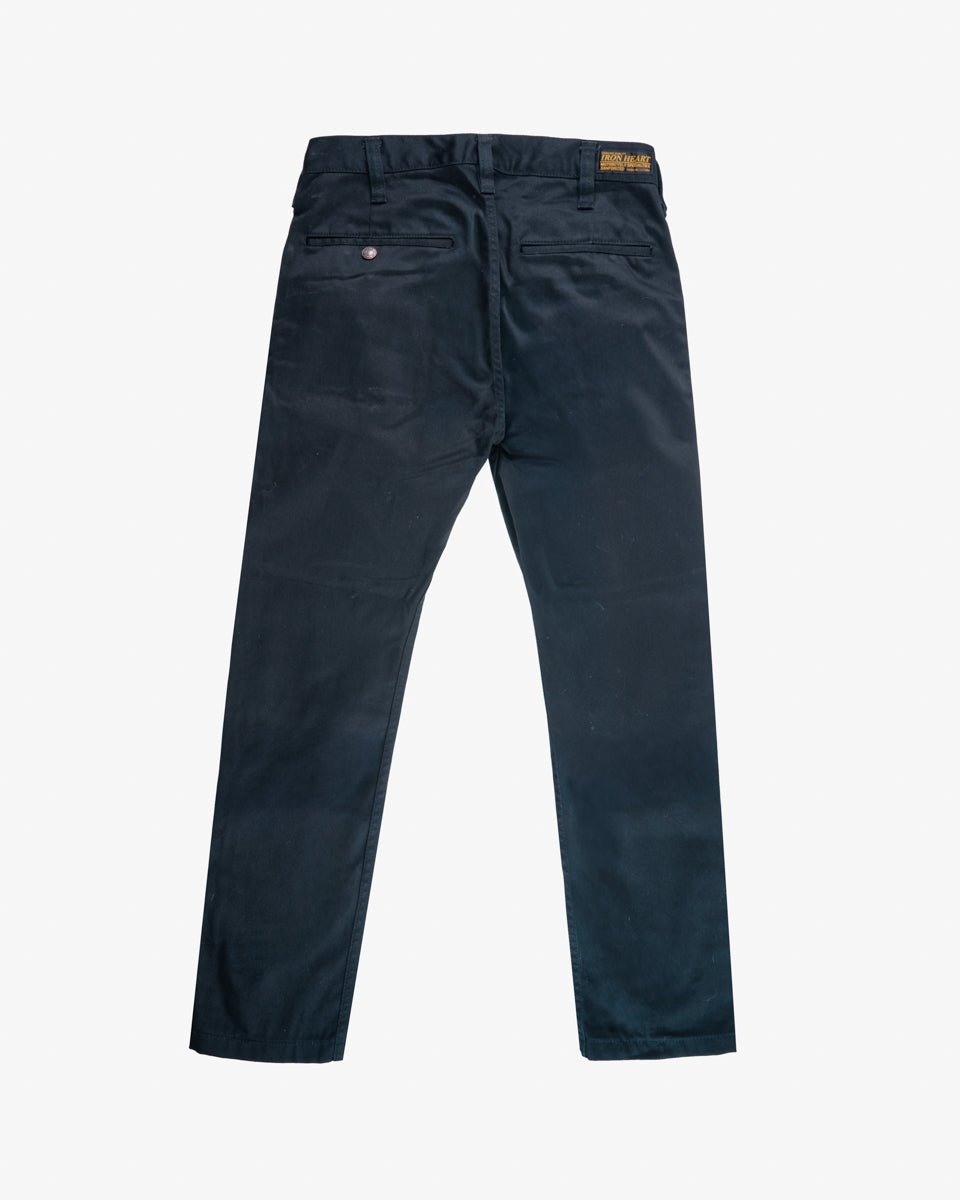 9oz Mercerised Selvedge Cotton Slim Tapered Chinos - Black (IH-721-BLK) Tag 30, Hemmed to 27.5"