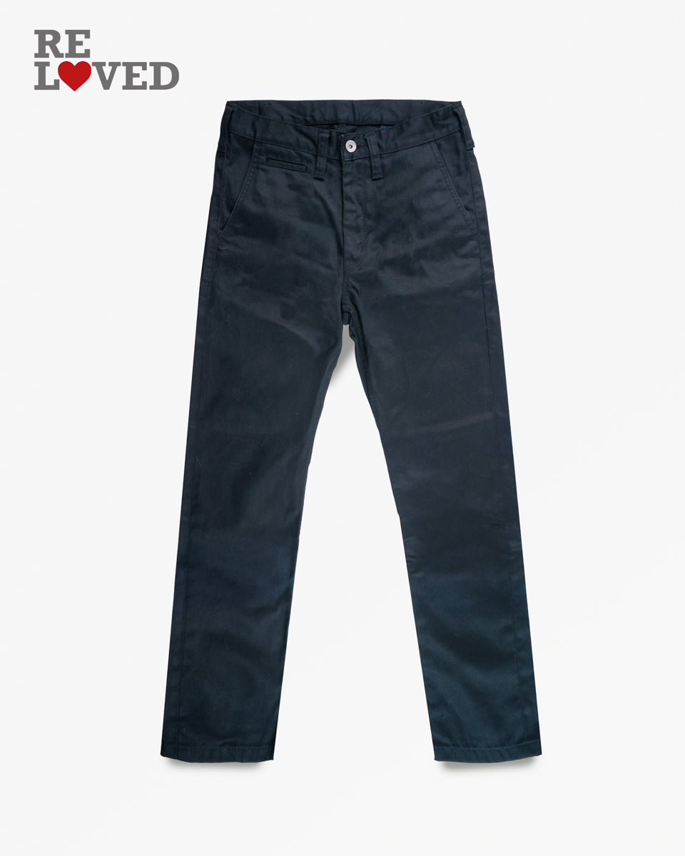 9oz Mercerised Selvedge Cotton Slim Tapered Chinos - Black (IH-721-BLK) Tag 30, Hemmed to 27.5"