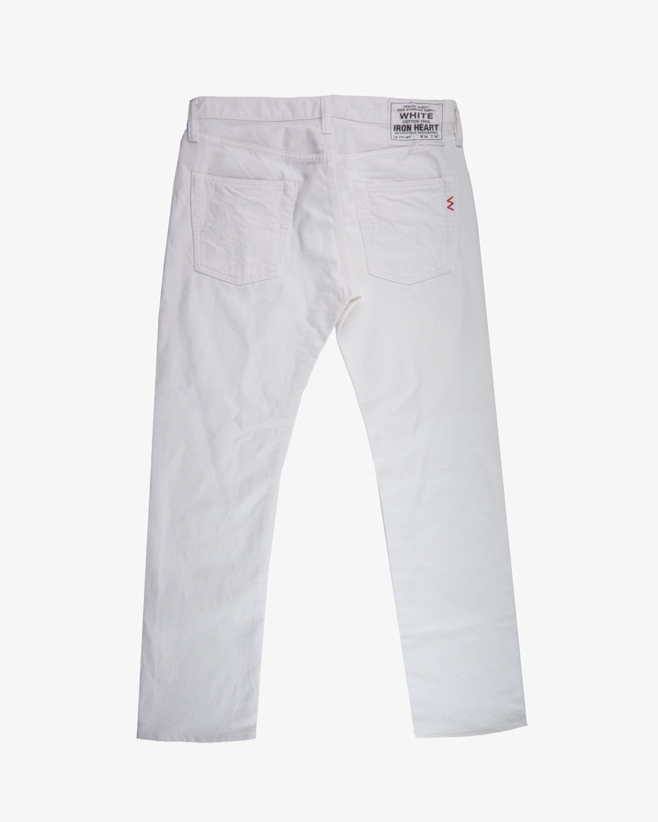 13.5oz Denim Slim Tapered Cut Jeans - White (IH-777-WT) Tag 34, Hemmed to 30.0"