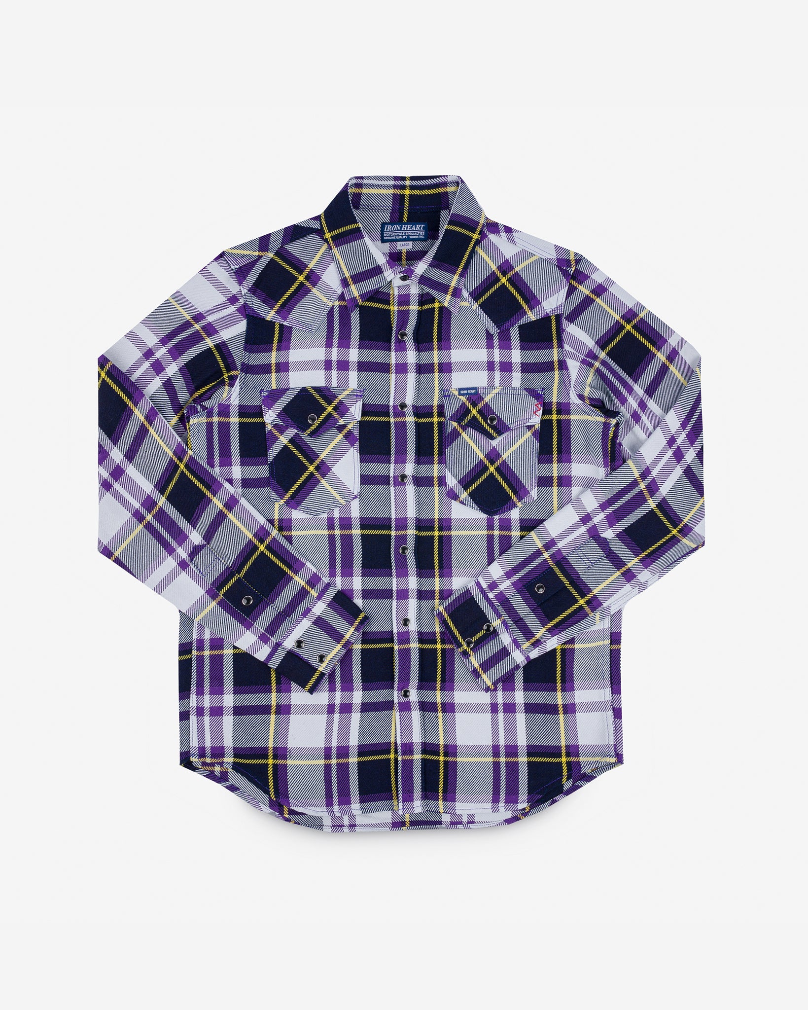 9oz Selvedge American Check Western Shirt - Purple