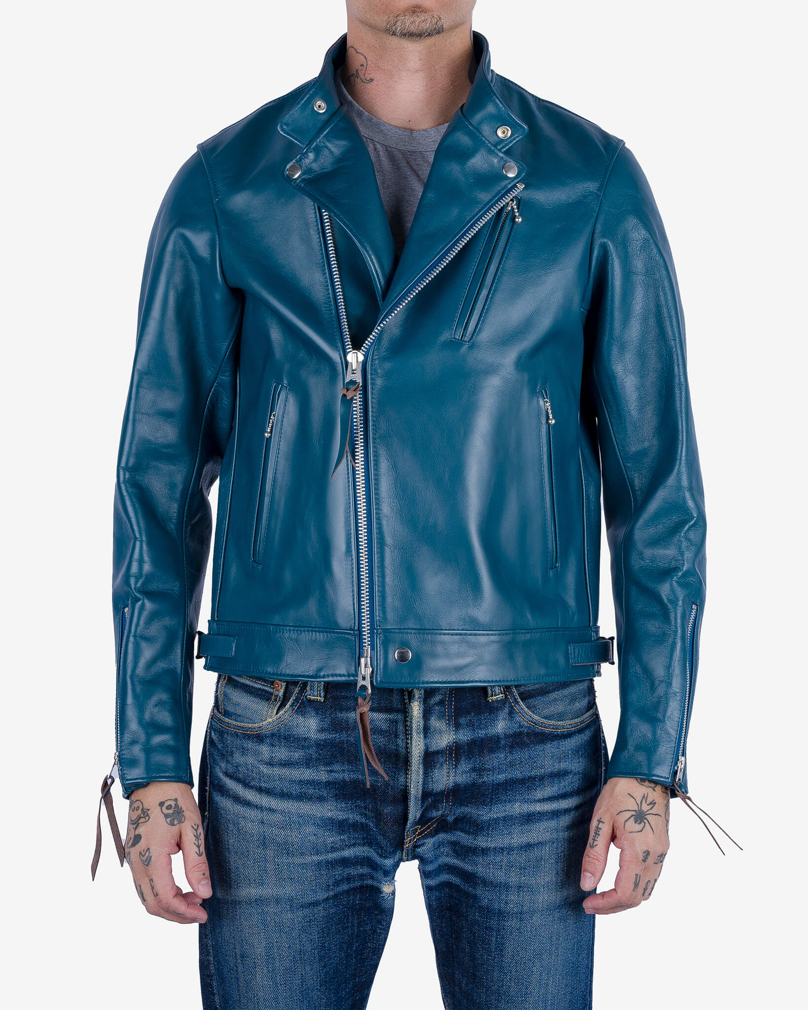 Japanese Horsehide Double Motorcycle Jacket - Blue – Iron Heart