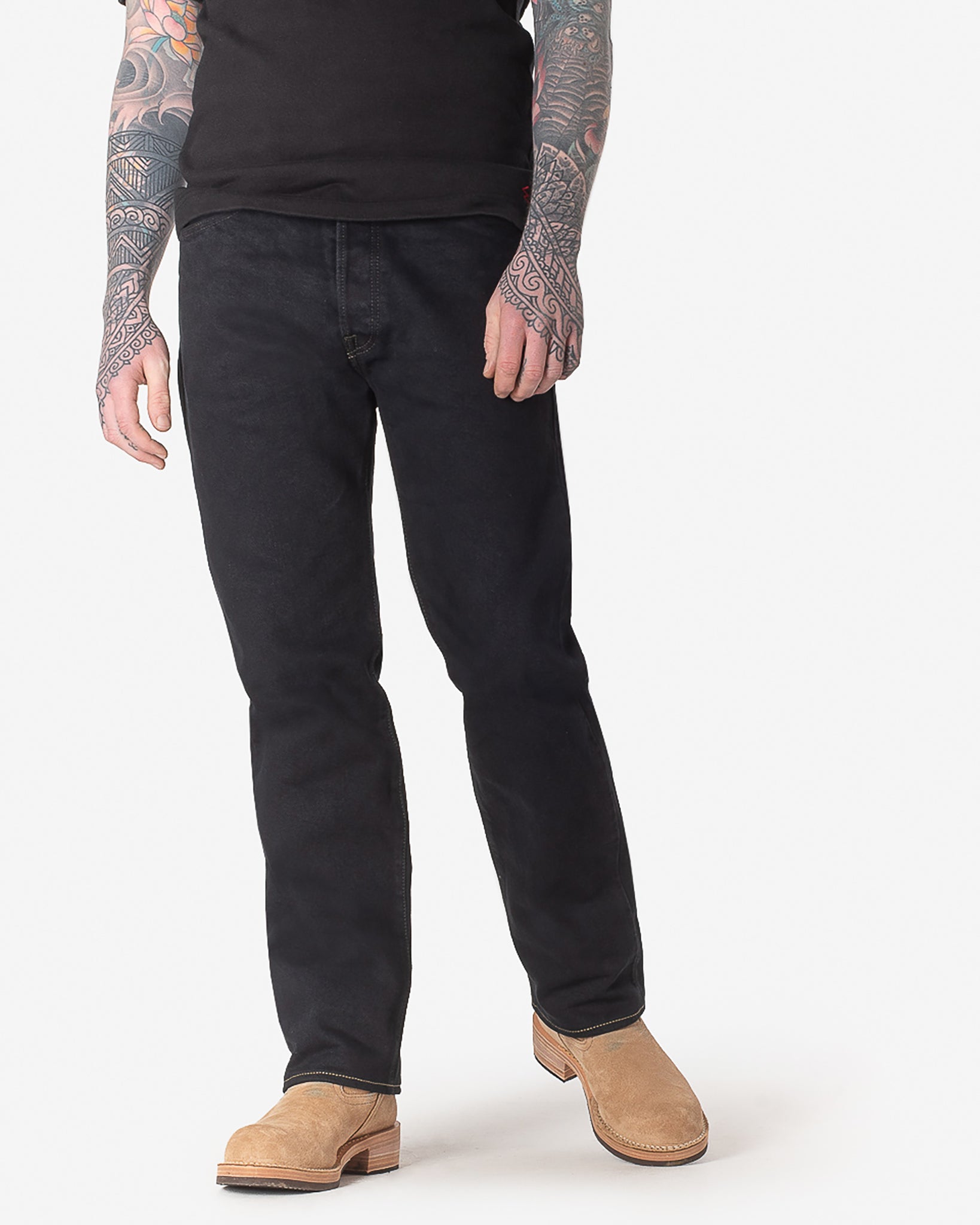 21oz Selvedge Denim "1955" Vintage Tapered Jeans - Indigo Overdyed Black