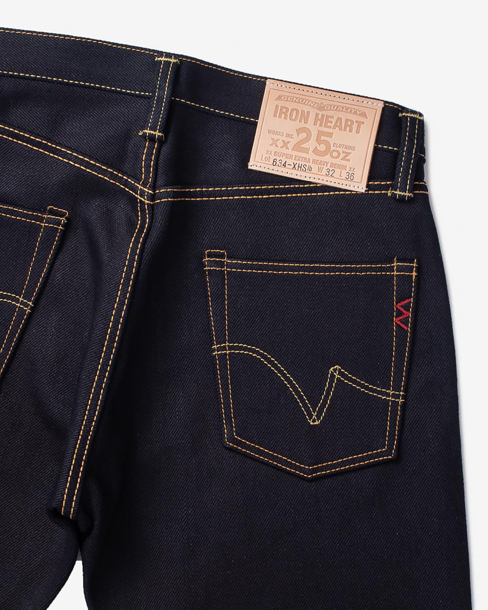Iron Heart 25oz Selvedge Denim Straight Cut Jeans - Indigo/Black