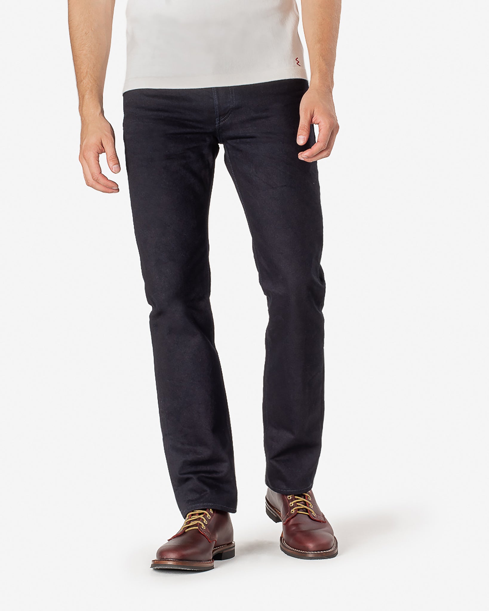 14oz Selvedge Denim Slim Straight Cut Jeans - Indigo/Black