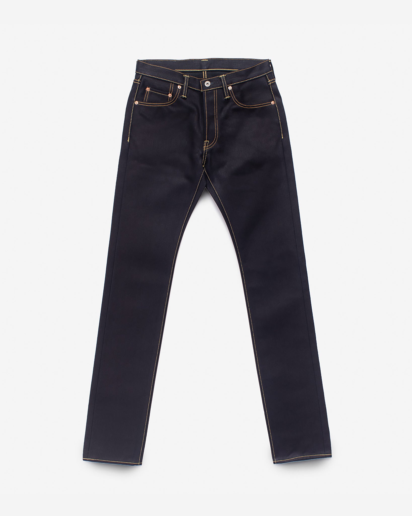 25oz Selvedge Denim Slim Tapered Cut Jeans - Indigo/Black