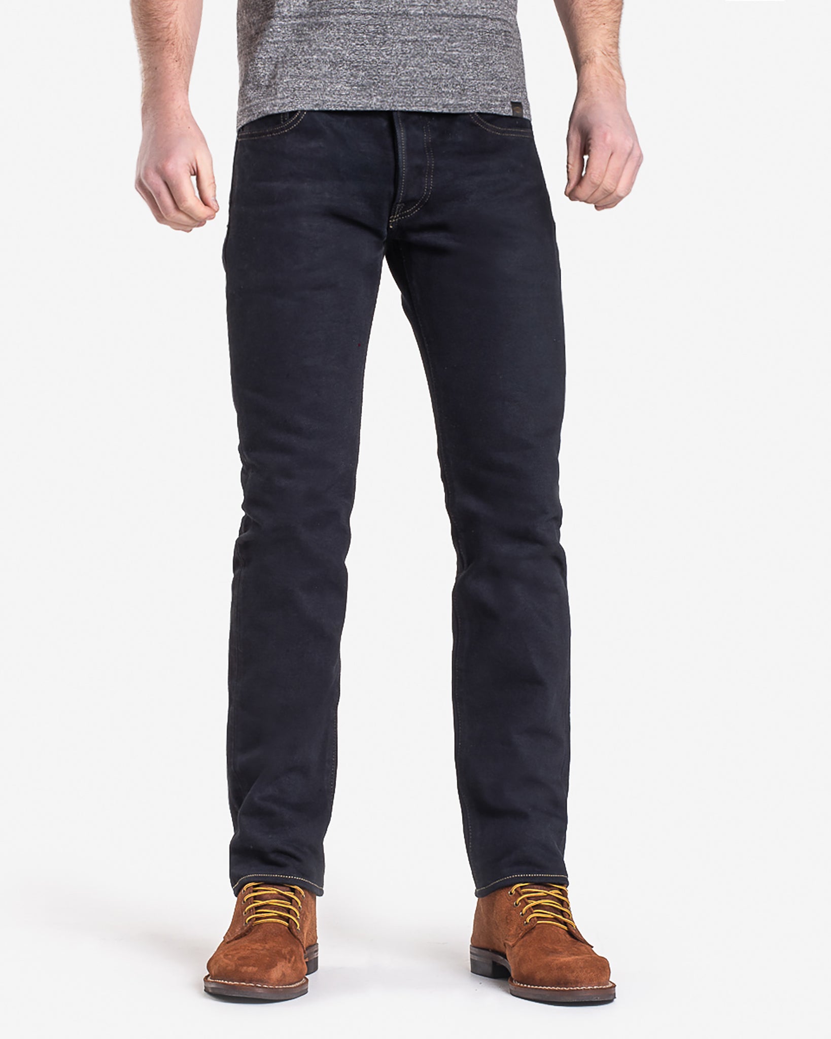 21oz Selvedge Denim Slim Tapered Cut Jeans - Indigo Overdyed Black