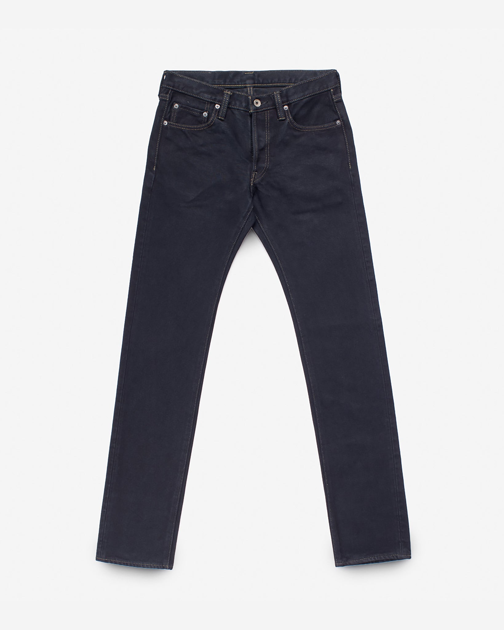 21oz Selvedge Denim Slim Tapered Cut Jeans - Indigo Overdyed Black
