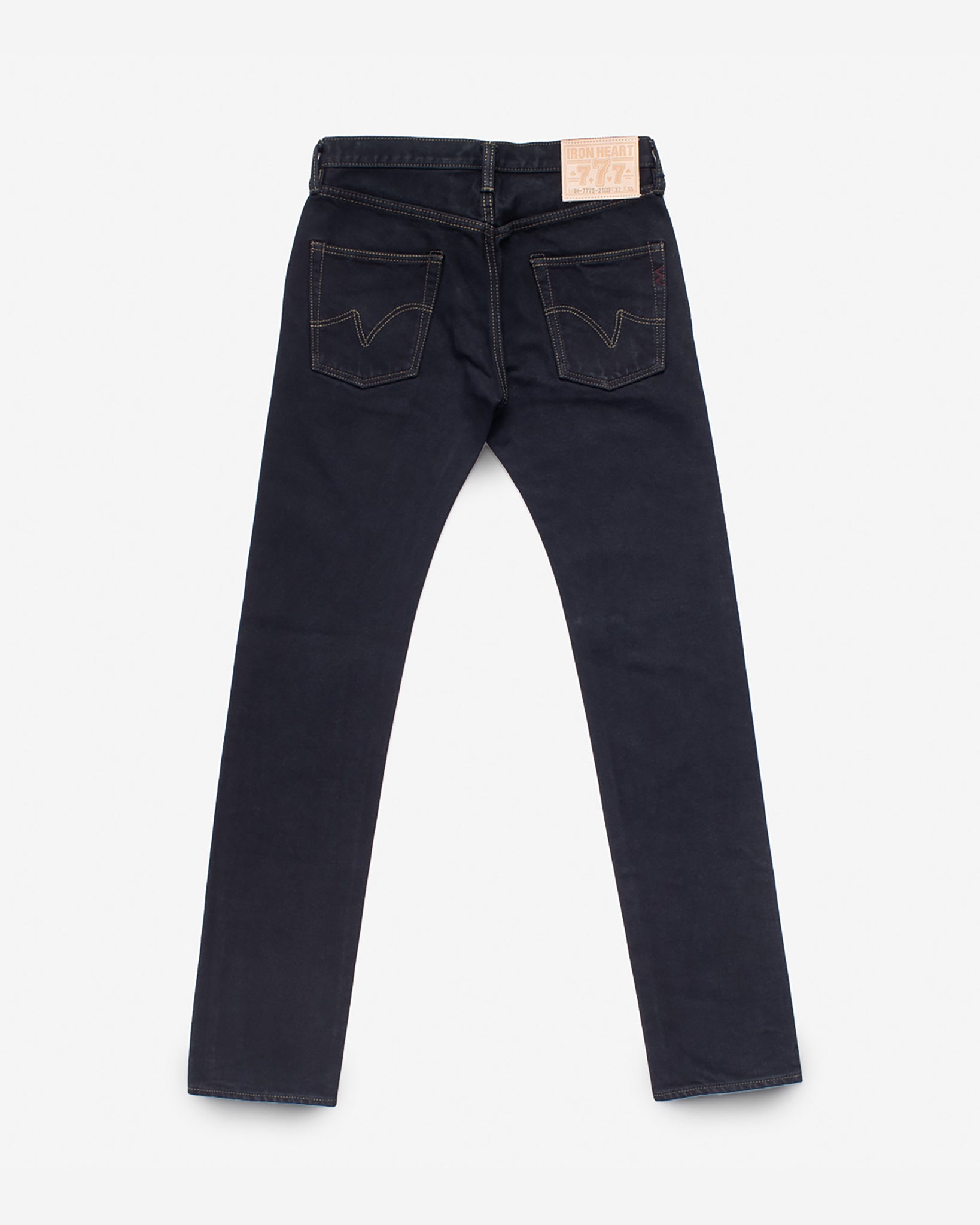 21oz Selvedge Denim Slim Tapered Cut Jeans - Indigo Overdyed Black (IH-777s-21od) Tag 42, Hemmed to 32.5"