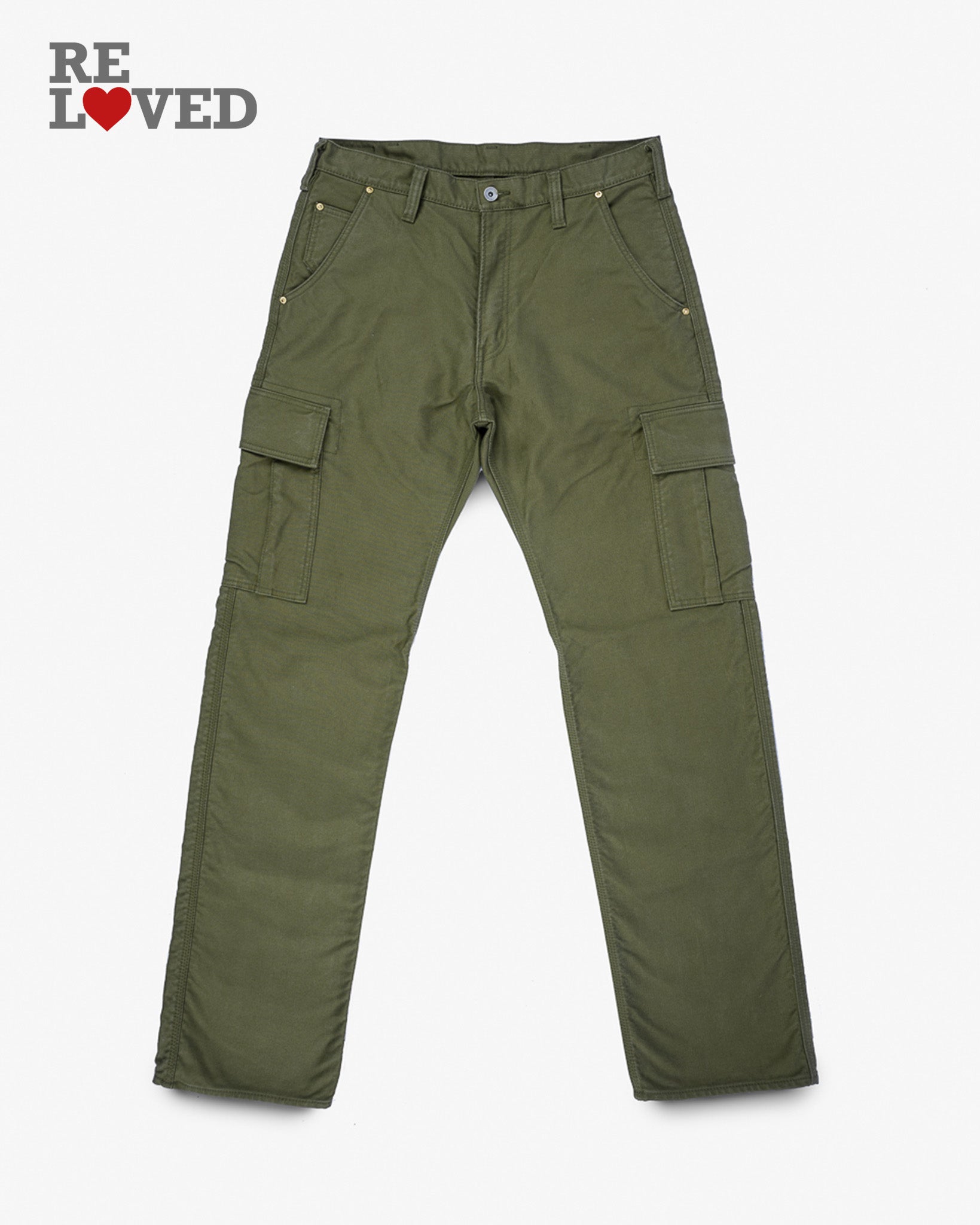 Whipcord Cargo Pants - Army Green (IH-738-GRN) Tag 36, Hemmed to 32.0"