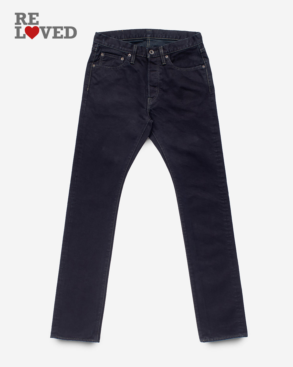 14oz Selvedge Denim Super Slim Cut Jeans - Indigo Overdyed Black (IH-555S-142od) Tag 30, Hemmed to 31.5"