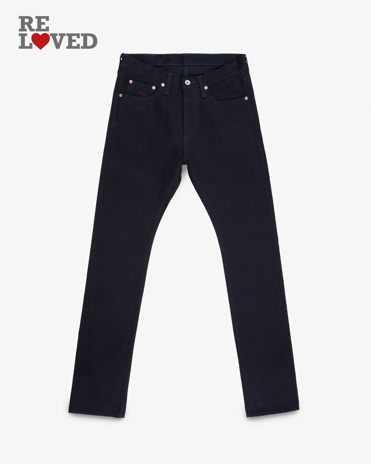 14oz Selvedge Denim Slim Cut  Jeans - Indigo/Black (IH-555s-142ib) Tag 30, Hemmed to 31.3