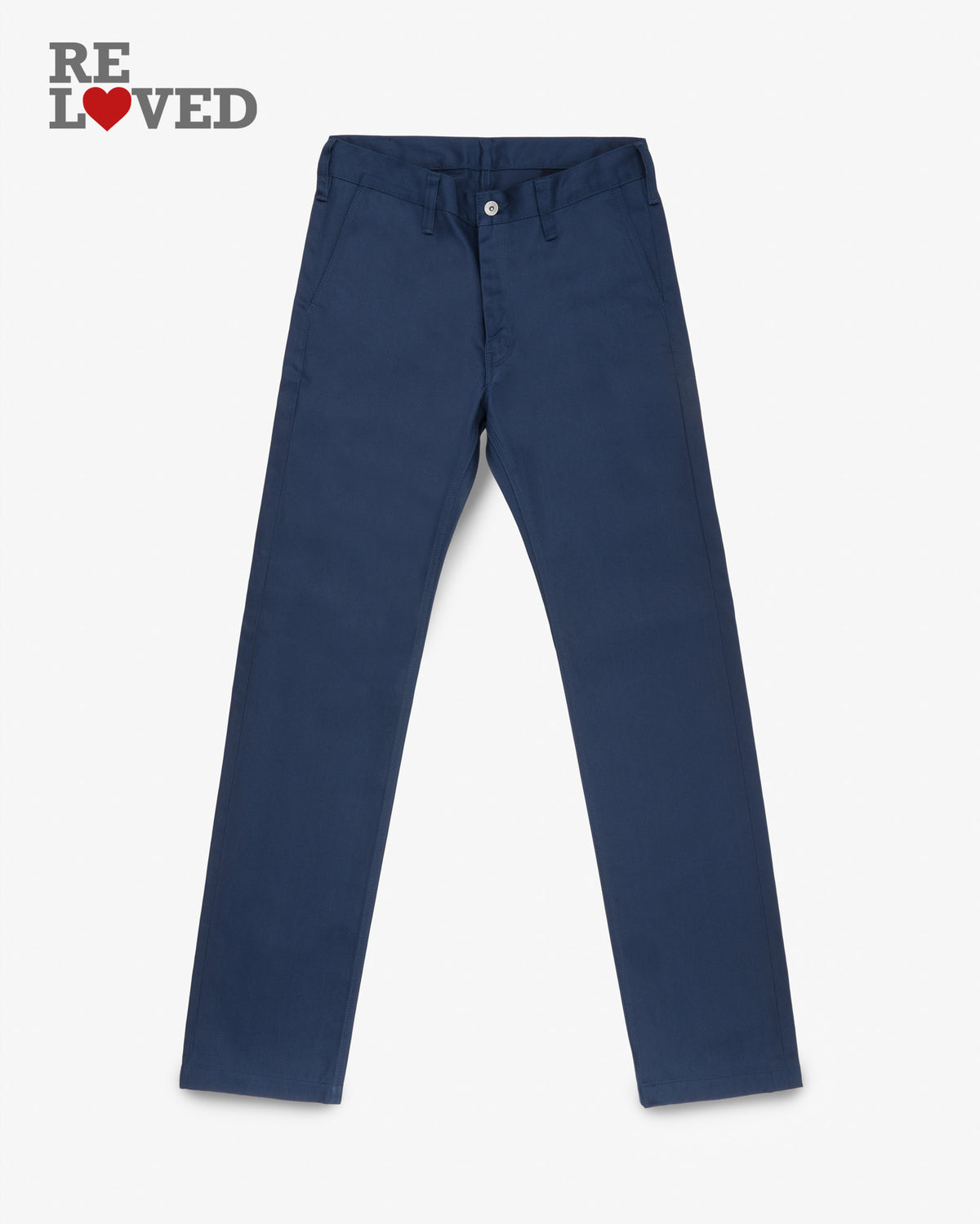 9oz Mercerised Selvedge Cotton Straight Cut Chinos - Navy (IH-717-NAV) Tag 35, Hemmed to 35.0"