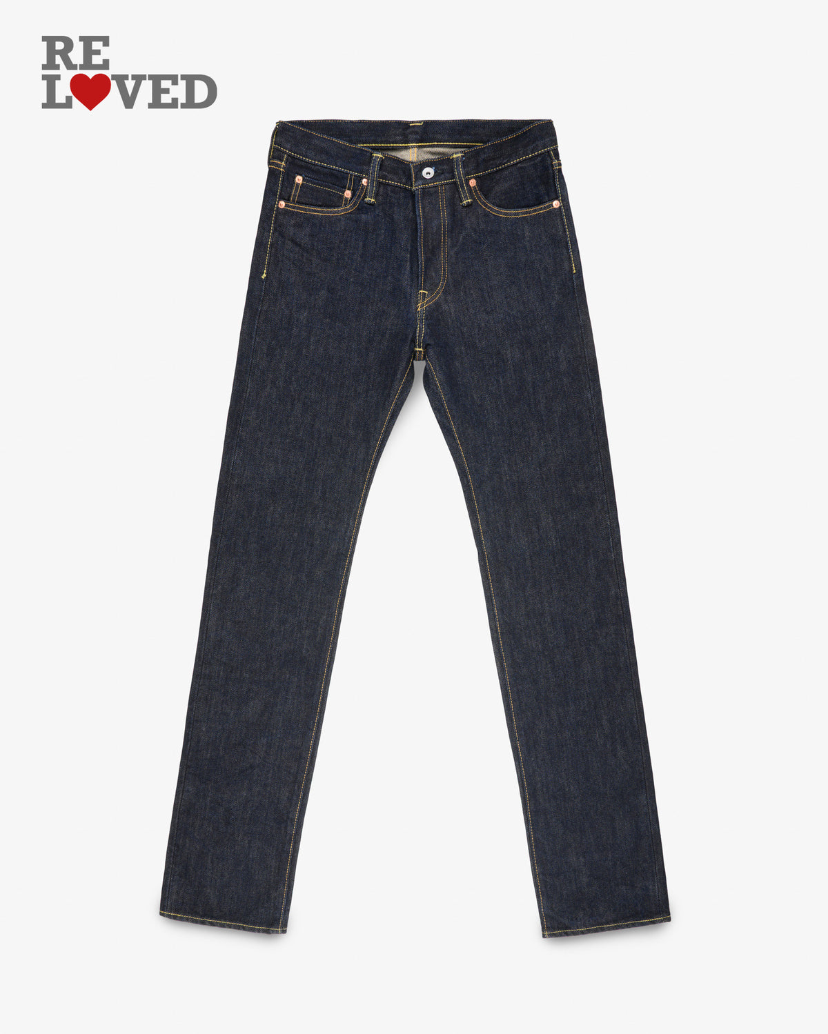 21oz Selvedge Denim Slim Straight Cut Jeans - Indigo (IH-666S-21) Tag 34, Hemmed to 33.0"