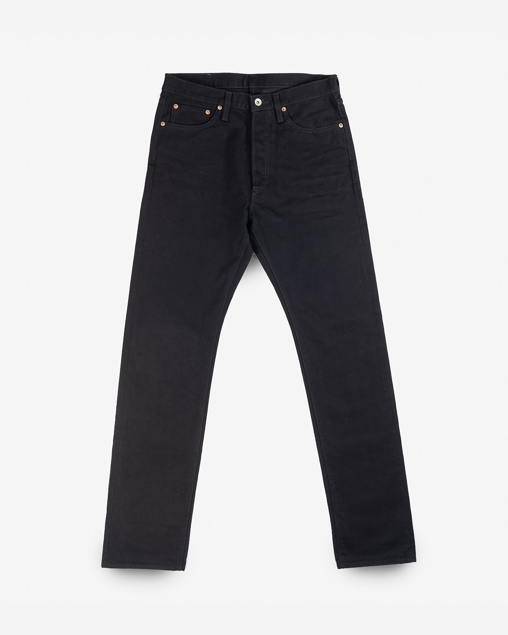 14oz Selvedge Denim Relaxed Tapered Cut Jeans - Black/Black