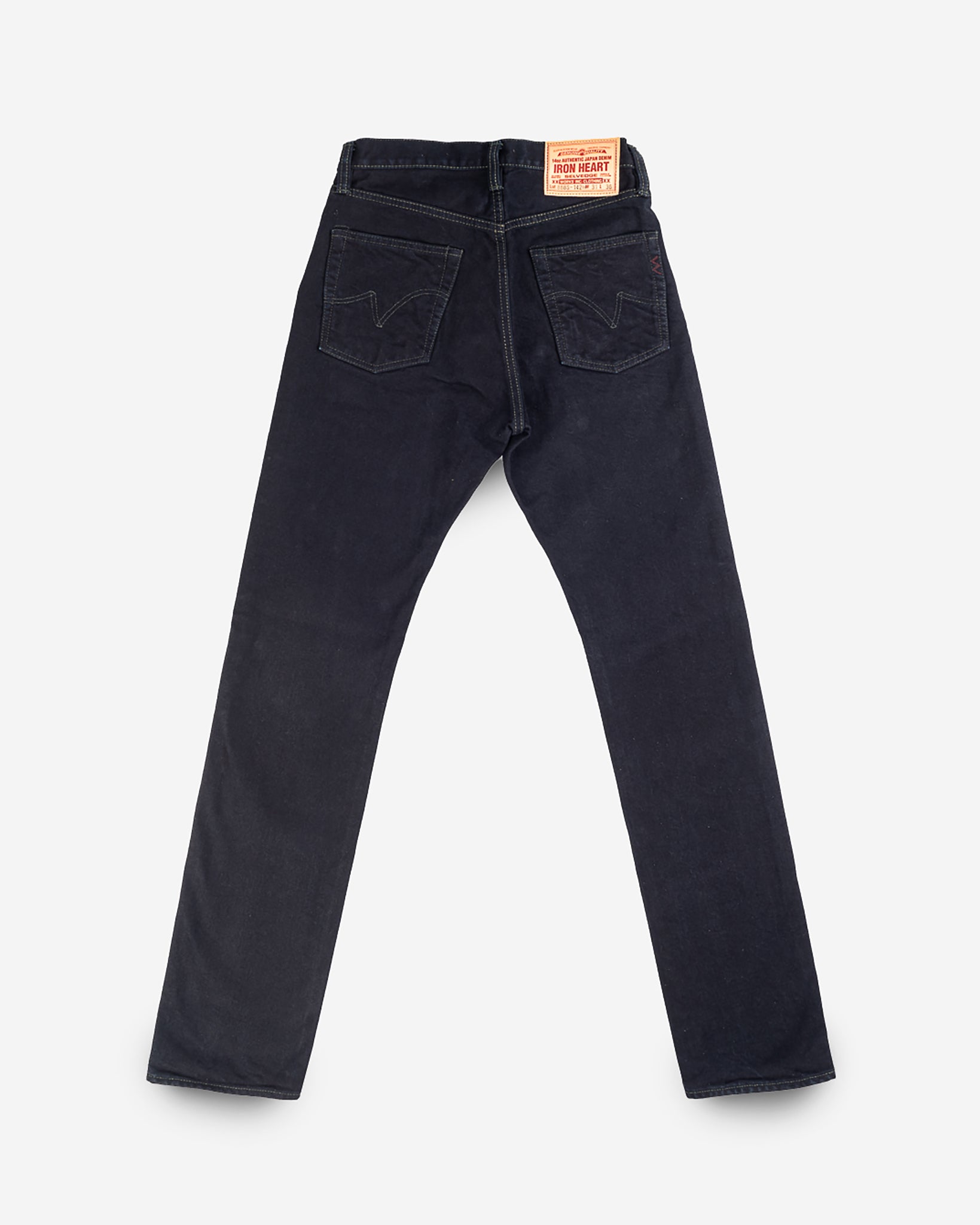 14oz Selvedge Denim Relaxed Tapered Cut Jeans - Indigo Overdyed Black (IH-888s-142od) Tag 31, Hemmed to 31.5"