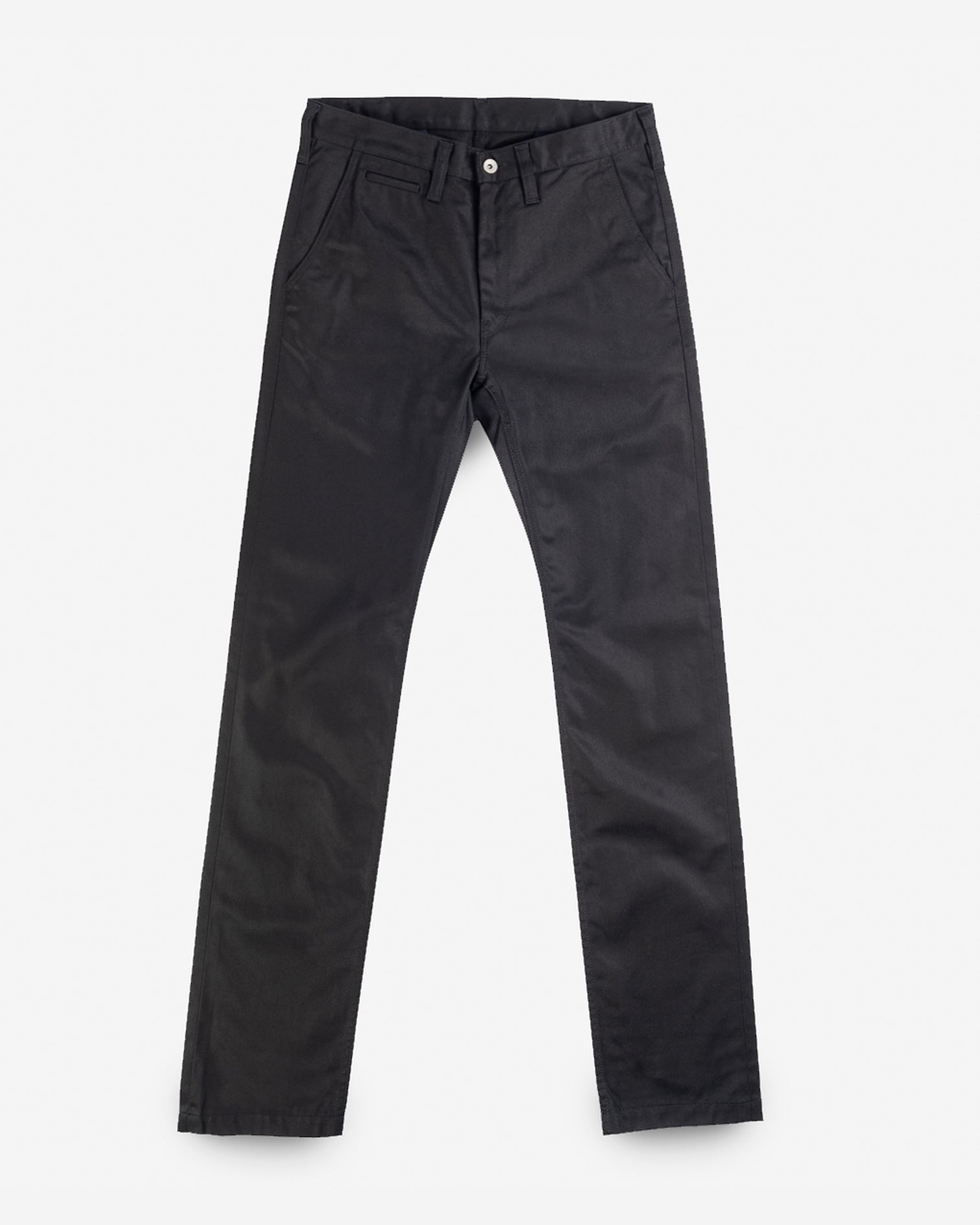 9oz Mercerised Selvedge Cotton Slim Tapered Chinos - Black